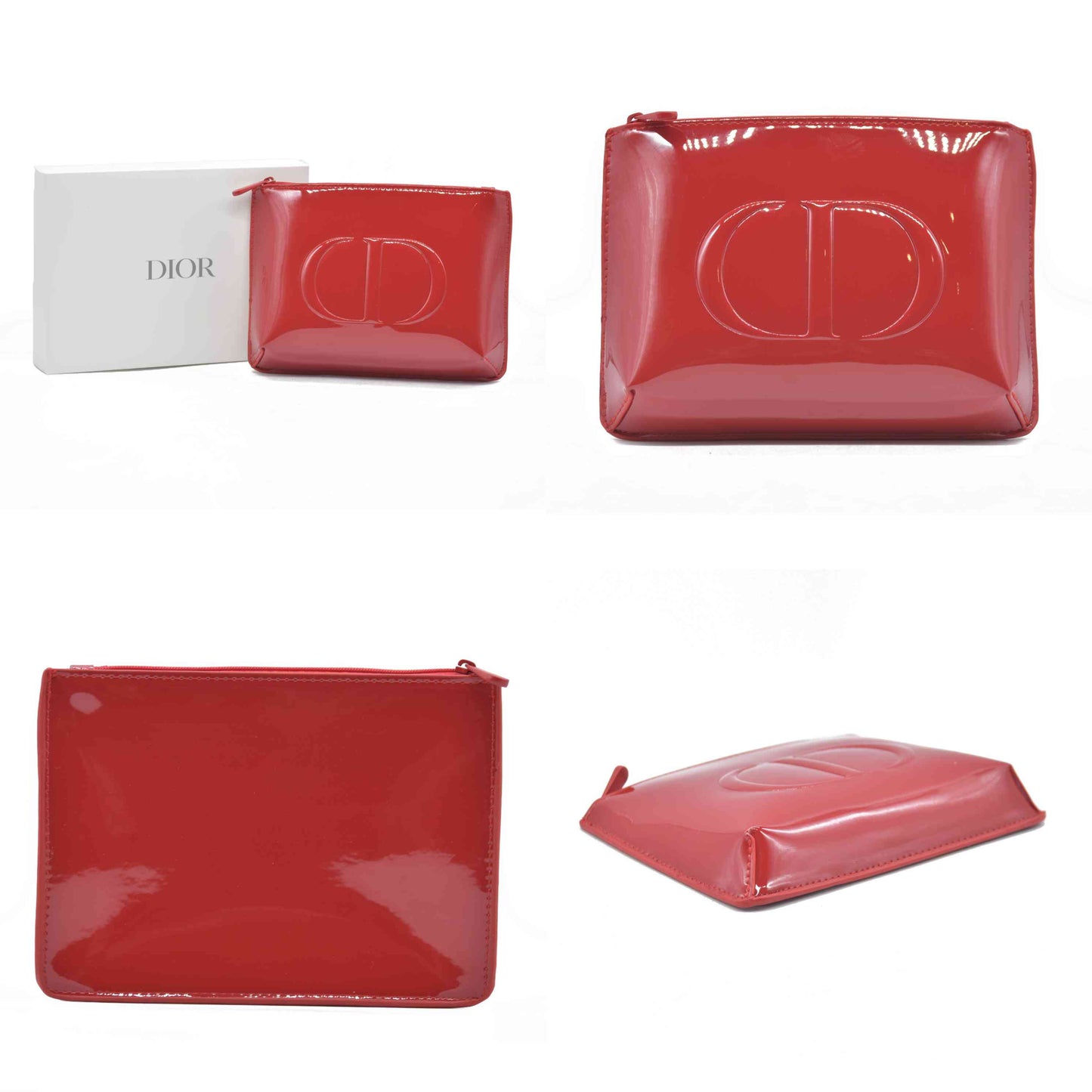 Dior Beauty GWP Red Patent Trousse Pouch – Embossed CD Logo 2