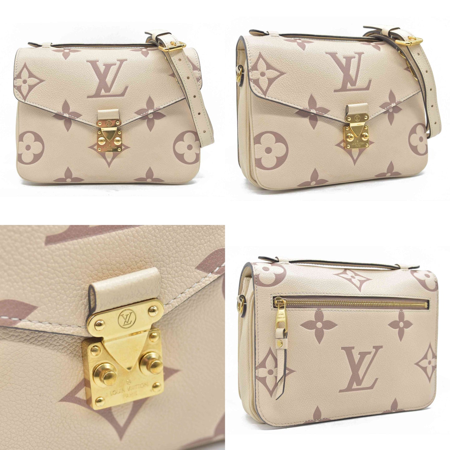$3100 Louis Vuitton Empreinte Monogram Giant Pochette Metis Creme Bois De Rose RFID