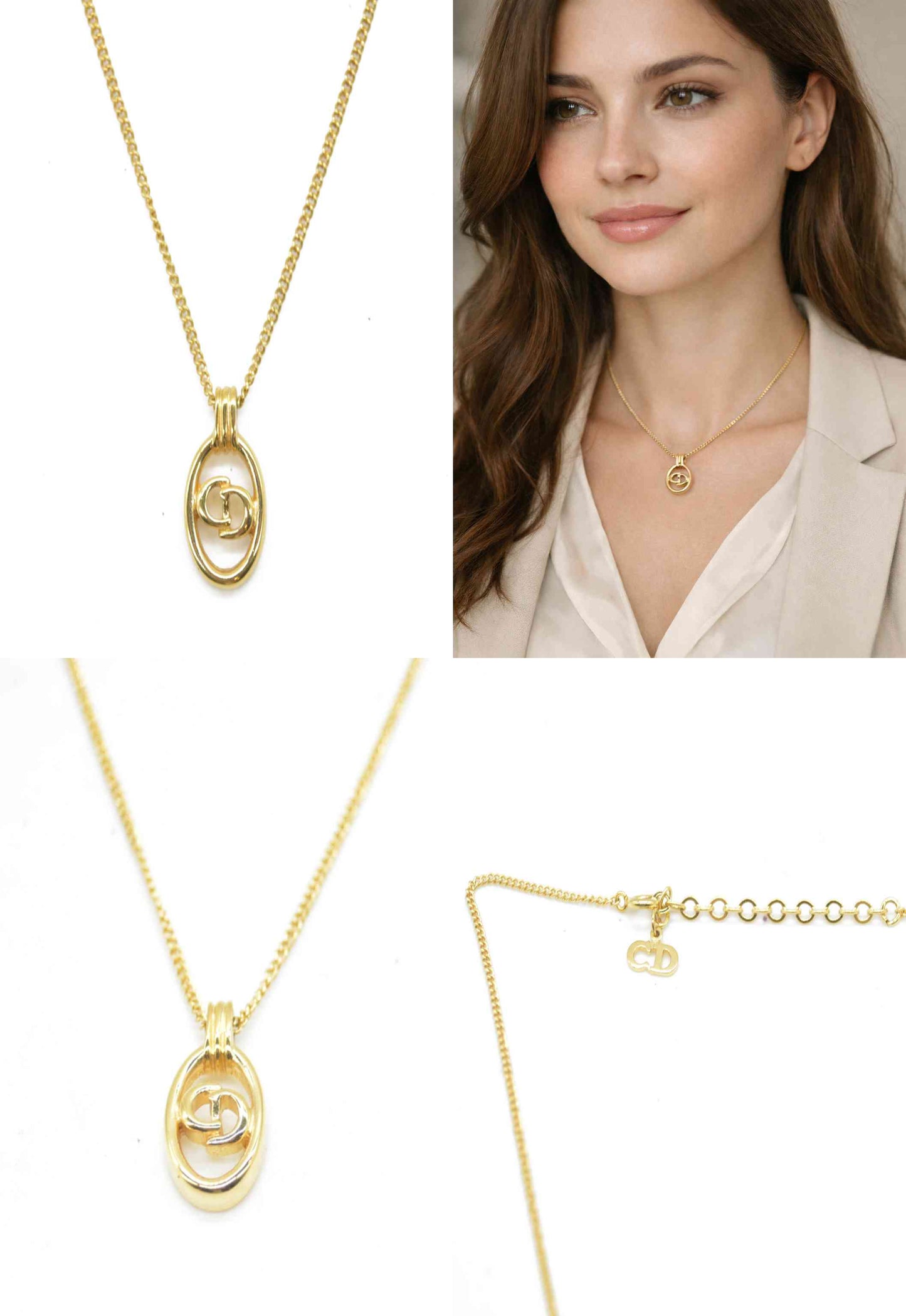 $400 Christian Dior Vintage CD Pendant Necklace