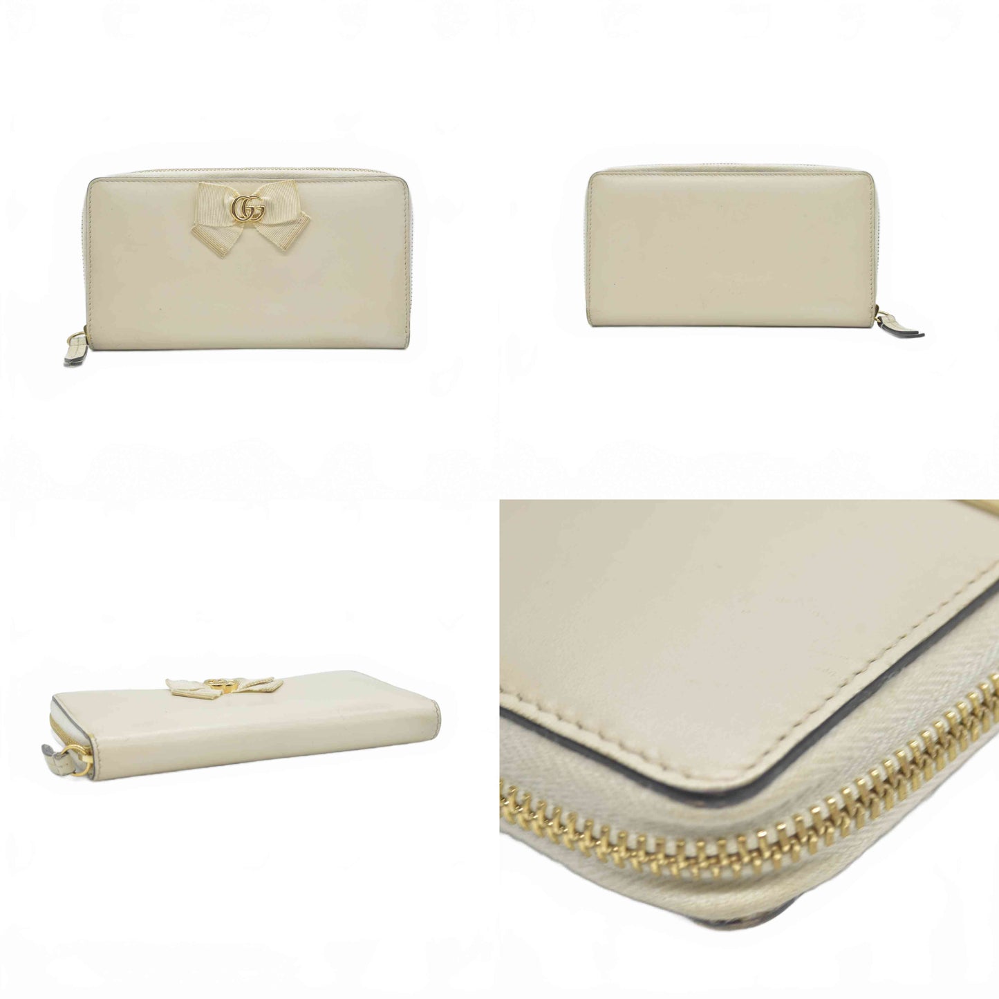 $660 GUCCI GG Marmont Ribbon Leather Zip Around Long Wallet