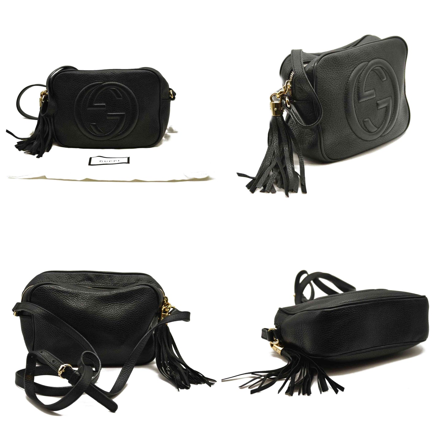 GUCCI  Pebbled Calfskin Small Soho Disco Bag Black