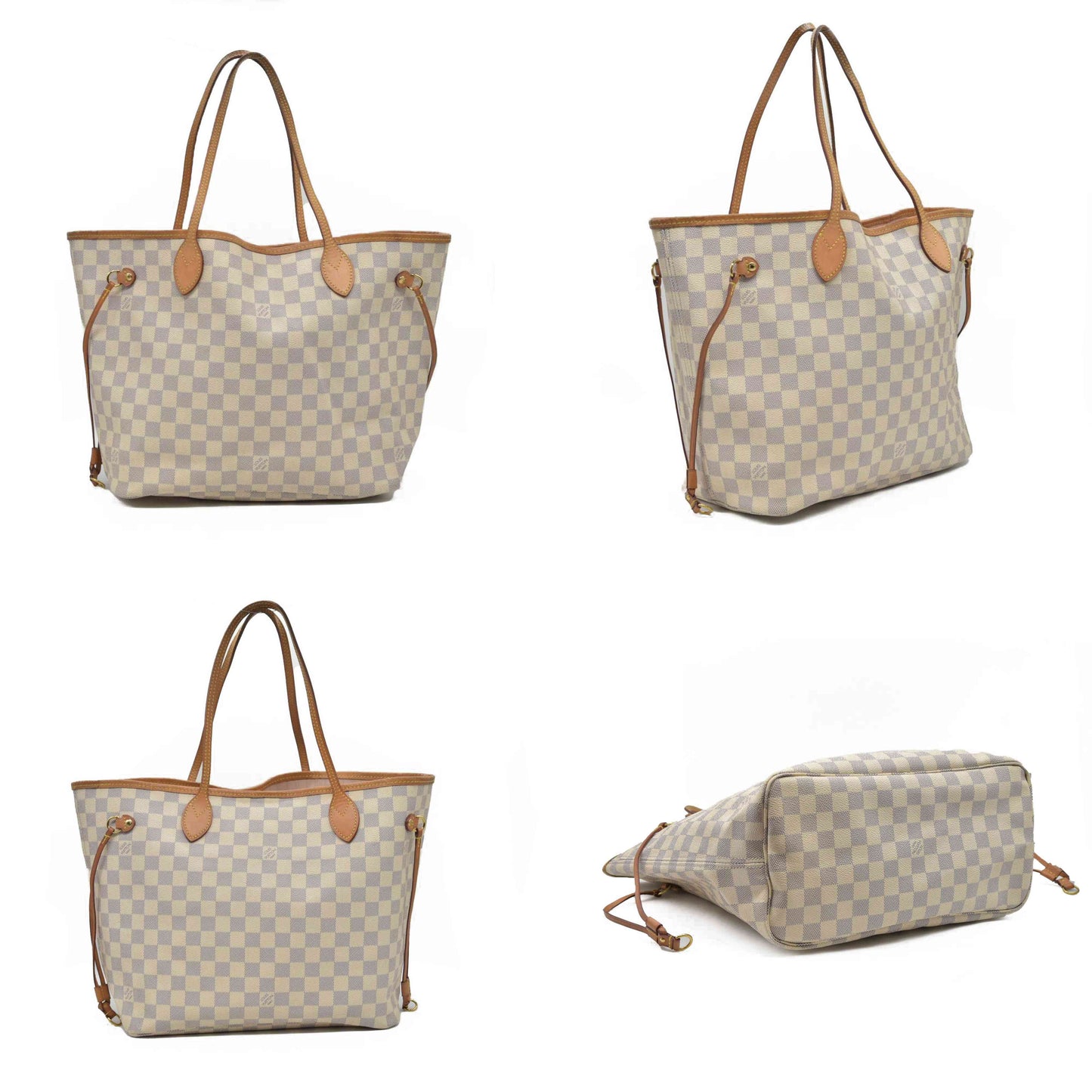 $2170 Louis Vuitton Damier Azur Neo Neverfull MM Rose Ballerine RFID