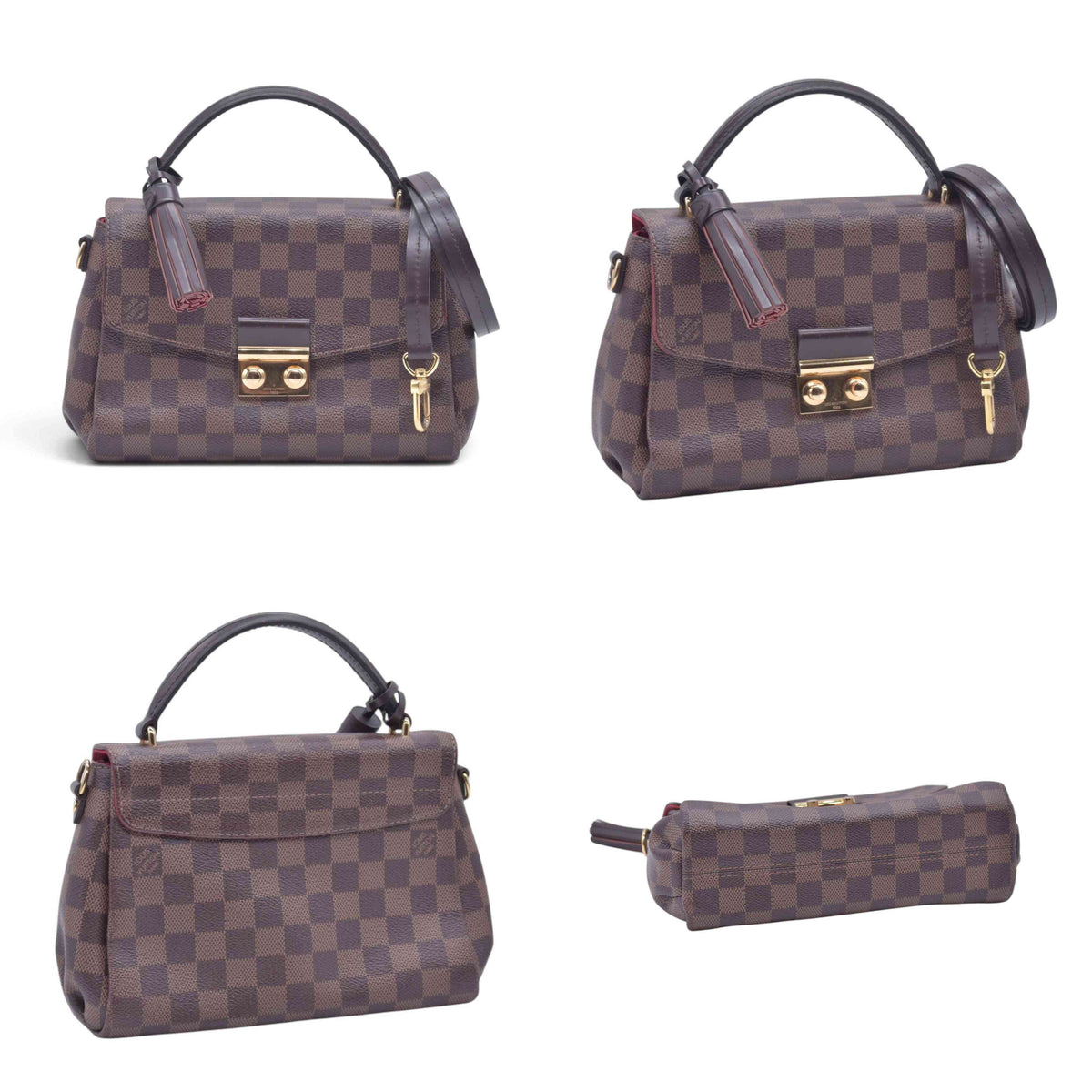 $1960 2018 LOUIS VUITTON Damier Ebene Croisette Top Handle Crossbody Bag Brown FL0138 10021361