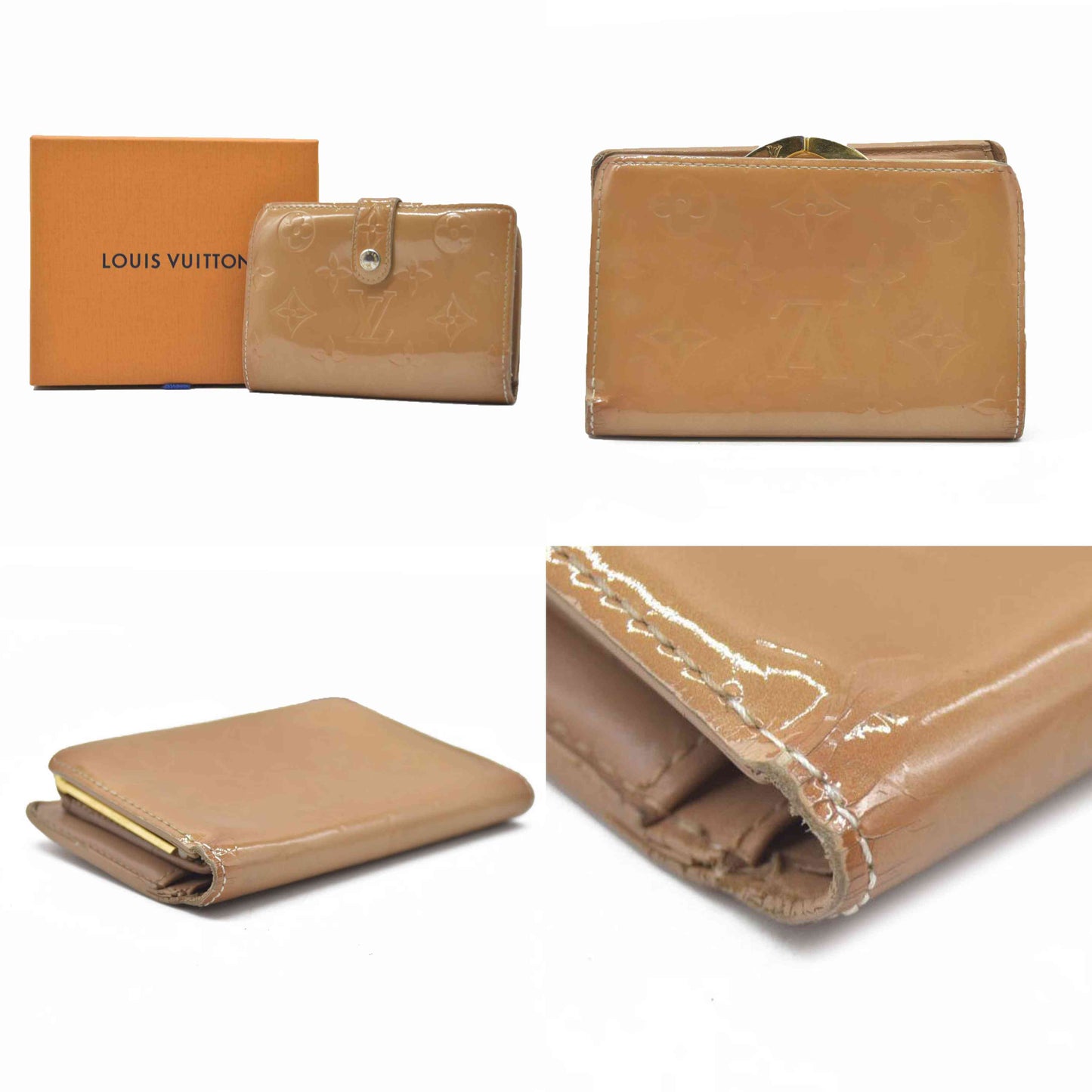 $935 Louis Vuitton Monogram Vernis Kisslock French Wallet Wallet MI0096