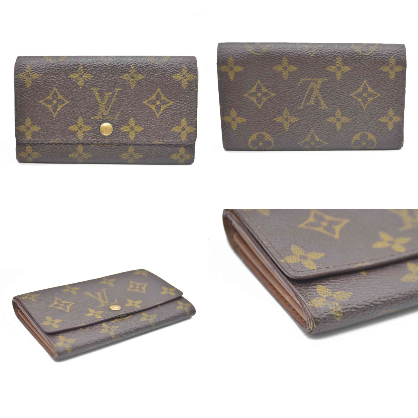 Louis Vuitton Monogram Porte Monnaie Zip Bifold Wallet Brown CA1906