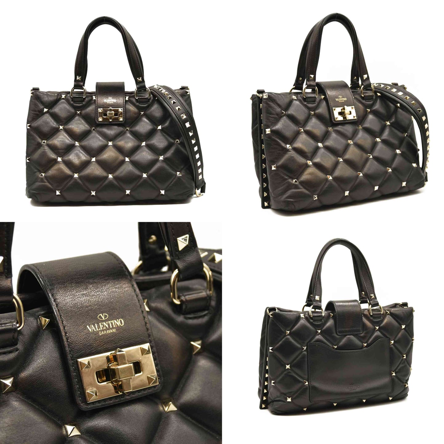 Valentino Garavani  Nappa Candystud Shoulder Bag Black