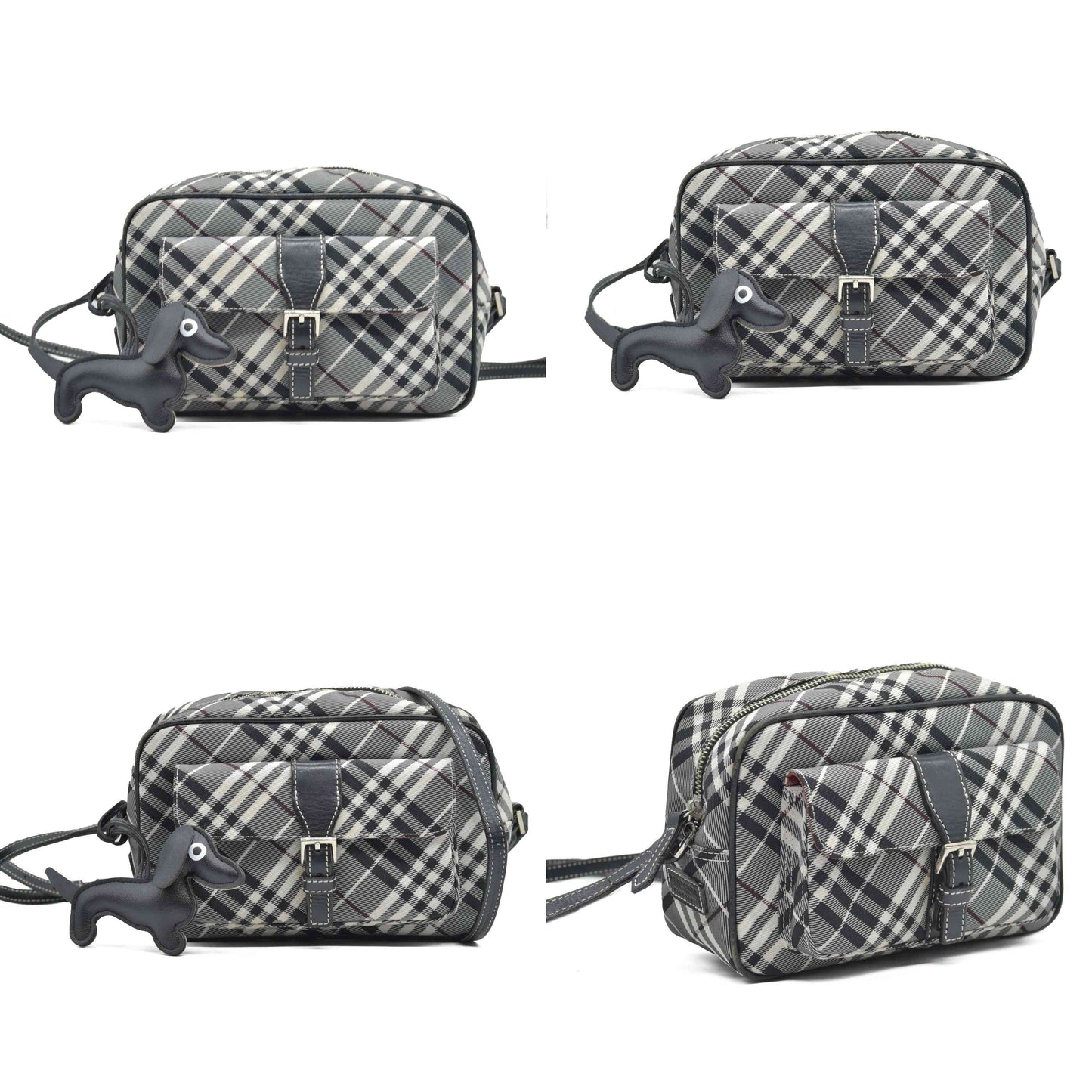 $1095 BURBERRY Nova Check Blue Label Shoulder Bag Nylon Blue CONSIGNMENT