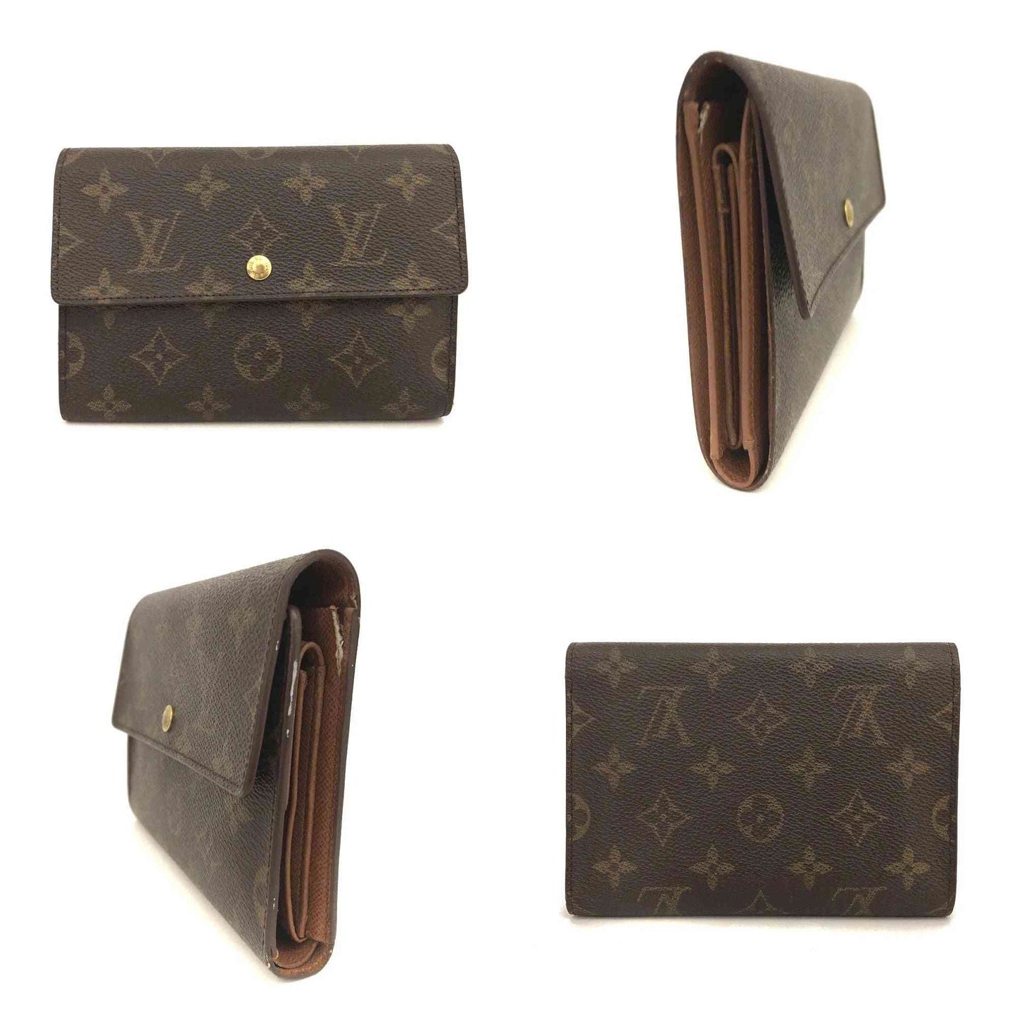 Louis Vuitton Monogram Porte Tresor Etui Papiers Trifold Wallet Brown MI1914