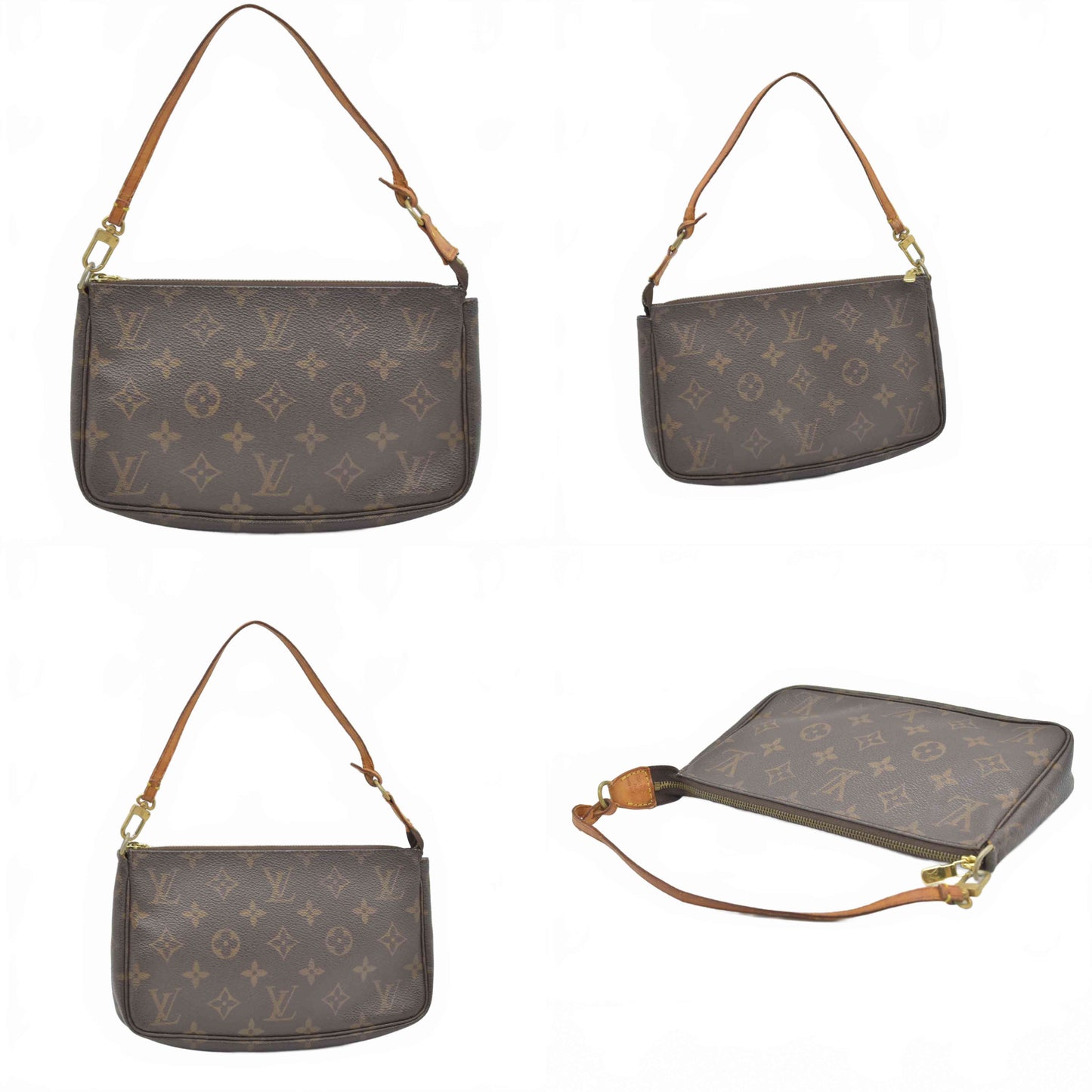 $1290 2000 Louis Vuitton LV Pochette Accessoires Brown Monogram VI0050