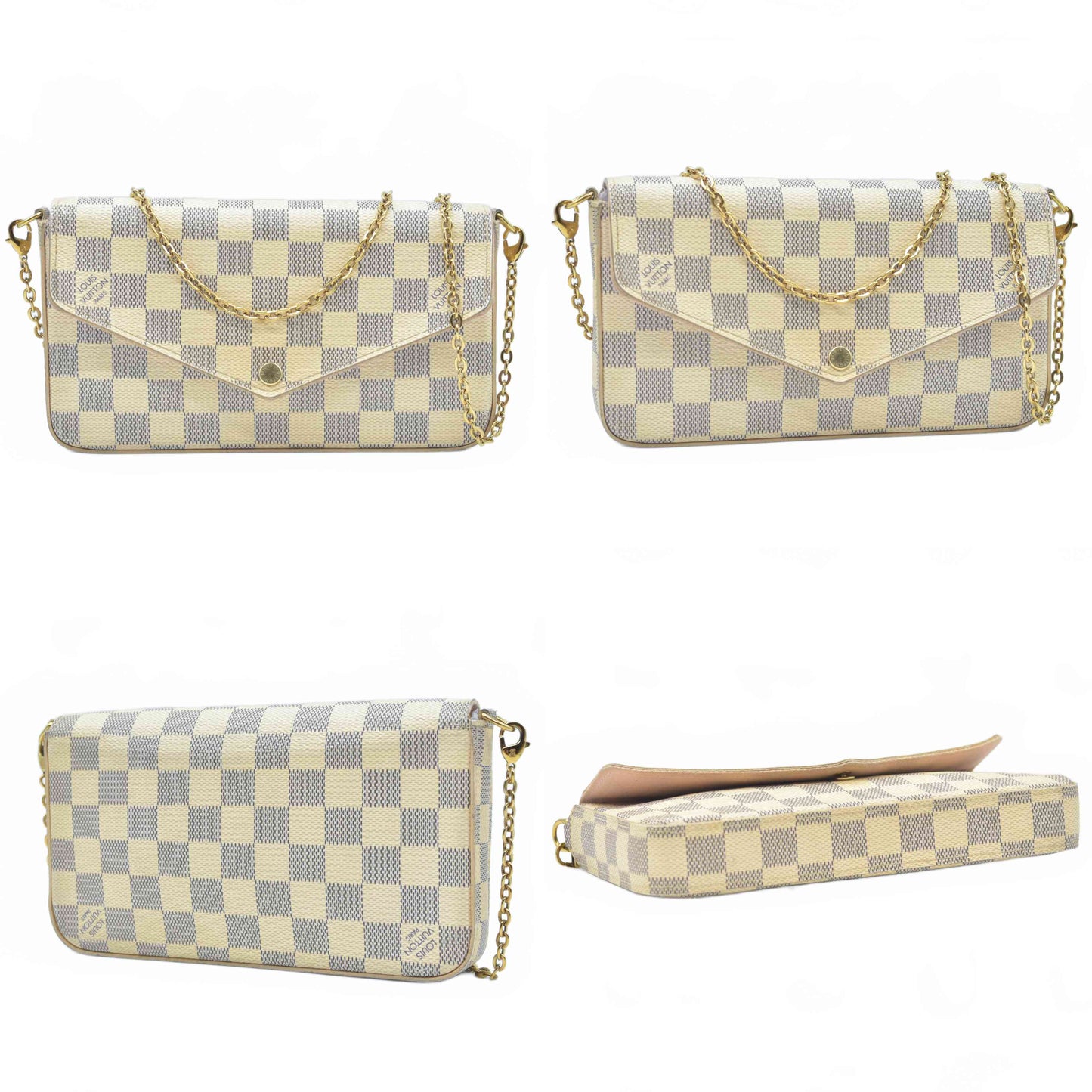 $1580 2017 Louis Vuitton Damier Azur Pochette Felicie Crossbody MI5107