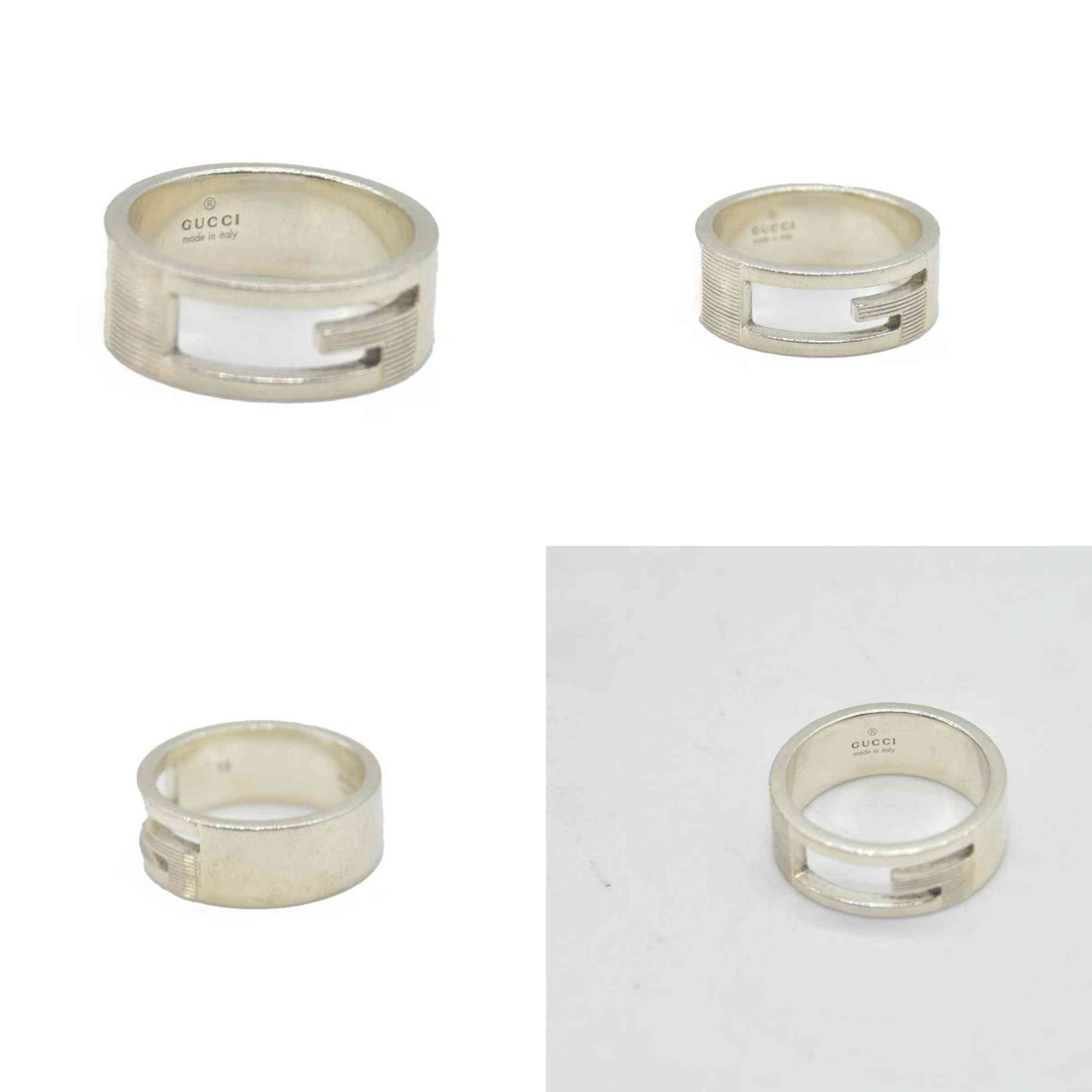 $225 Gucci Sterling Silver G Cutout Ring 18 CONSIGNMENT