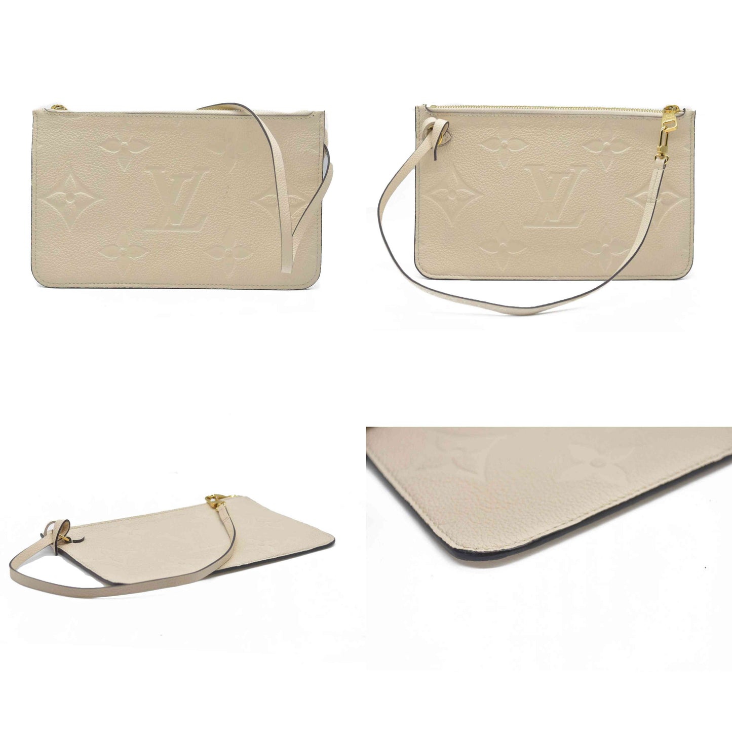 AUCTION $2710 Louis Vuitton  Empreinte Monogram Giant Neverfull MM Pochette Cream