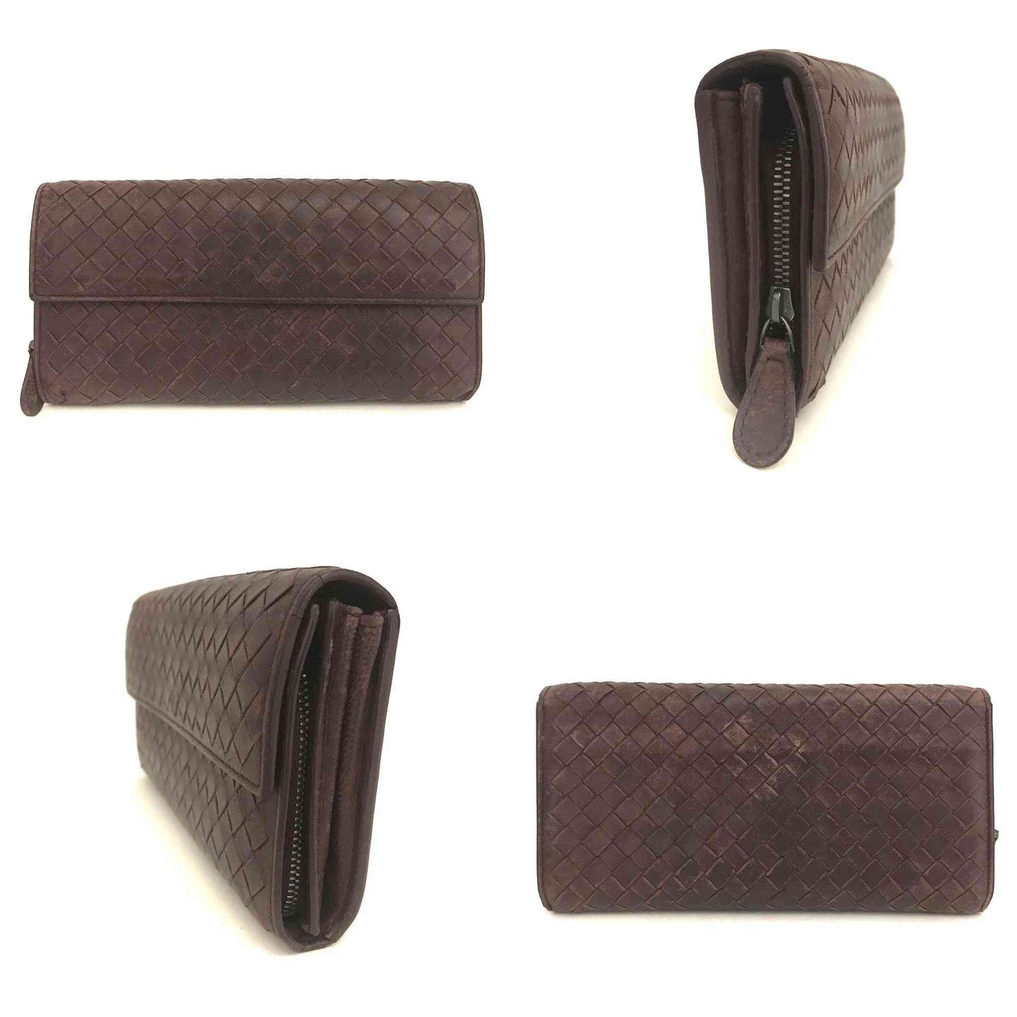 Bottega Veneta Intrecciato Lambskin Long Bifold Wallet Bordeaux
