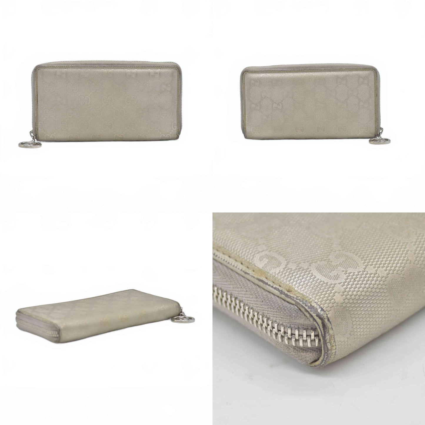 $660 Gucci GG Imprime Canvas Zip Around Wallet