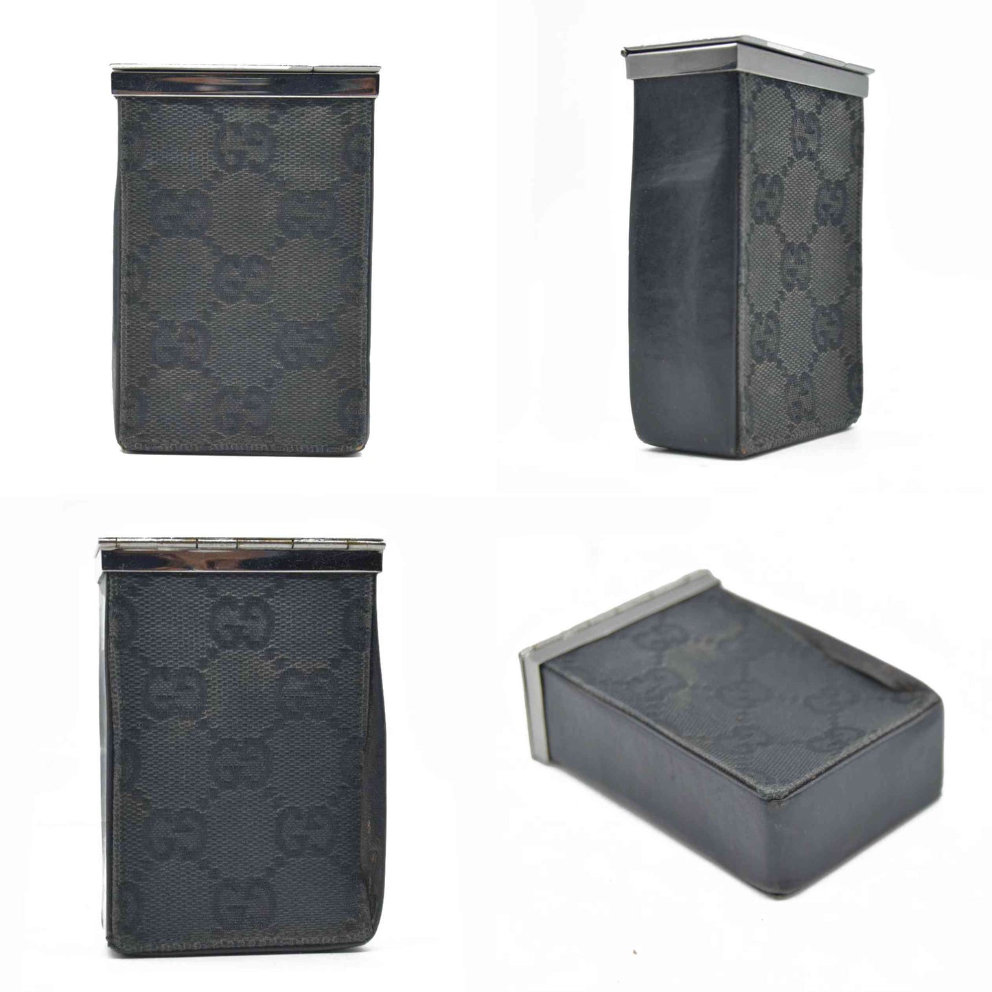 $550 Gucci Black GG Canvas Cigarette Case Black