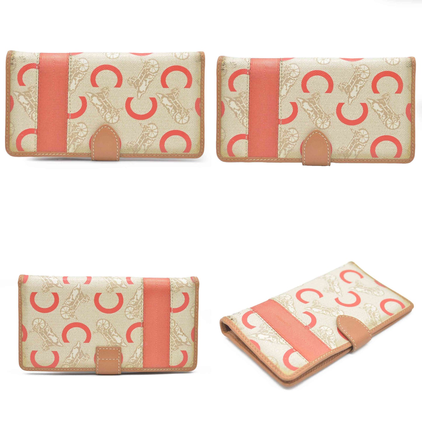 CELINE Horse Carriage C PVC Long Bifold Wallet Beige