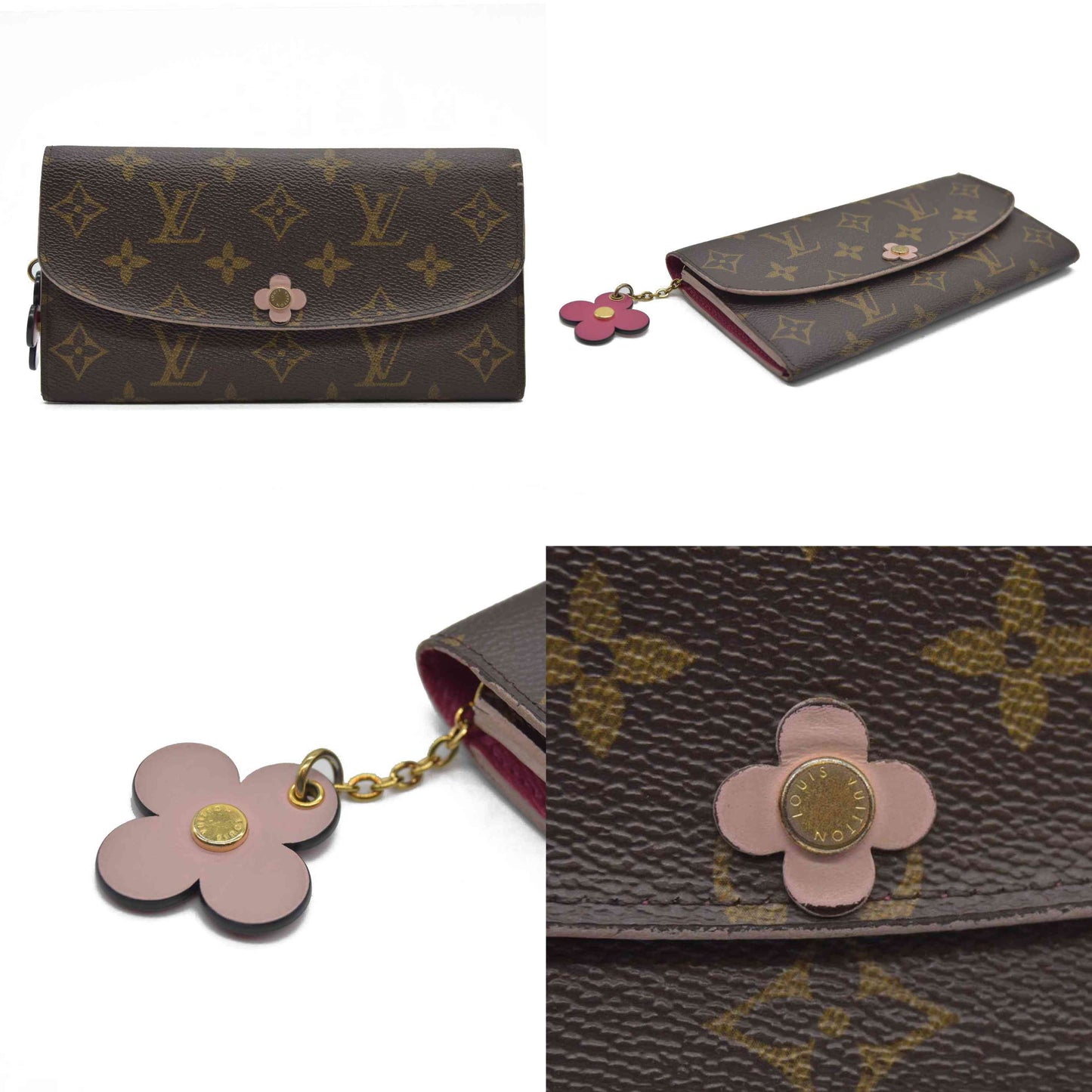 Louis Vuitton Monogram Bloom Flower Emilie Wallet Fuchsia CA4157