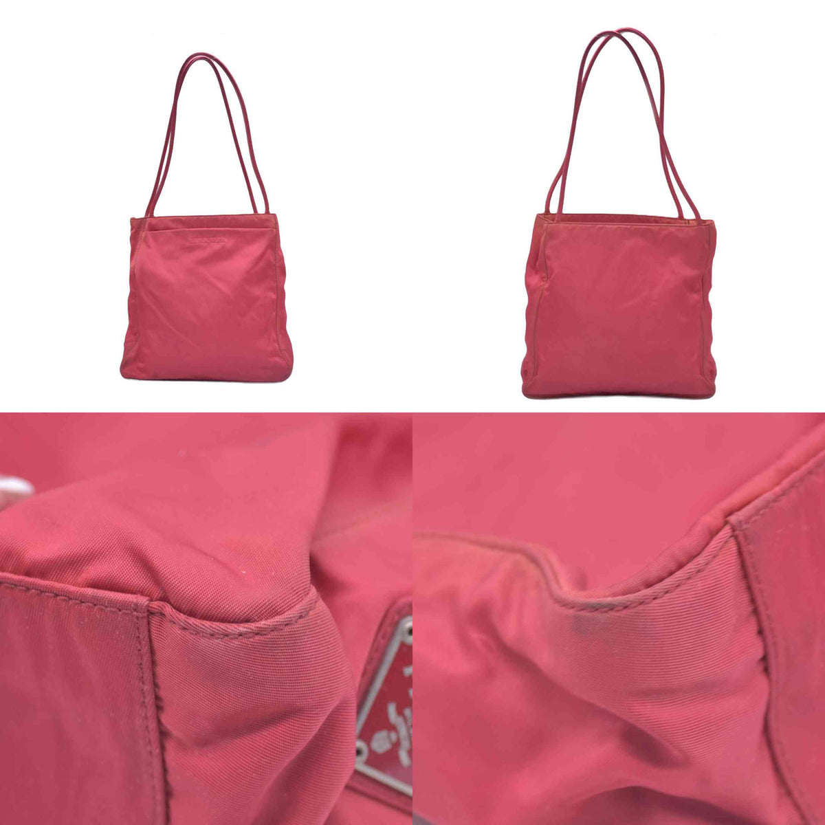 $850 Prada Vintage Tessuto Nylon Shoulder Bag Pink CONSIGNMENT 10020933
