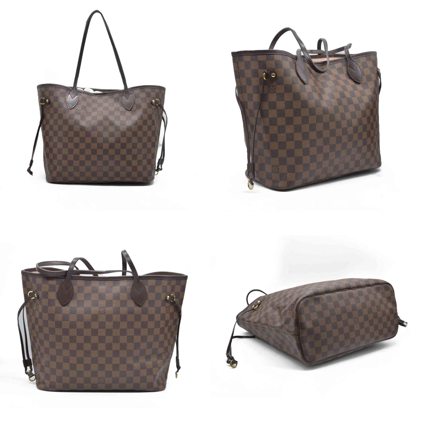 $2170 Louis Vuitton  Damier Ebene Neo Neverfull MM Rose Ballerine AR513