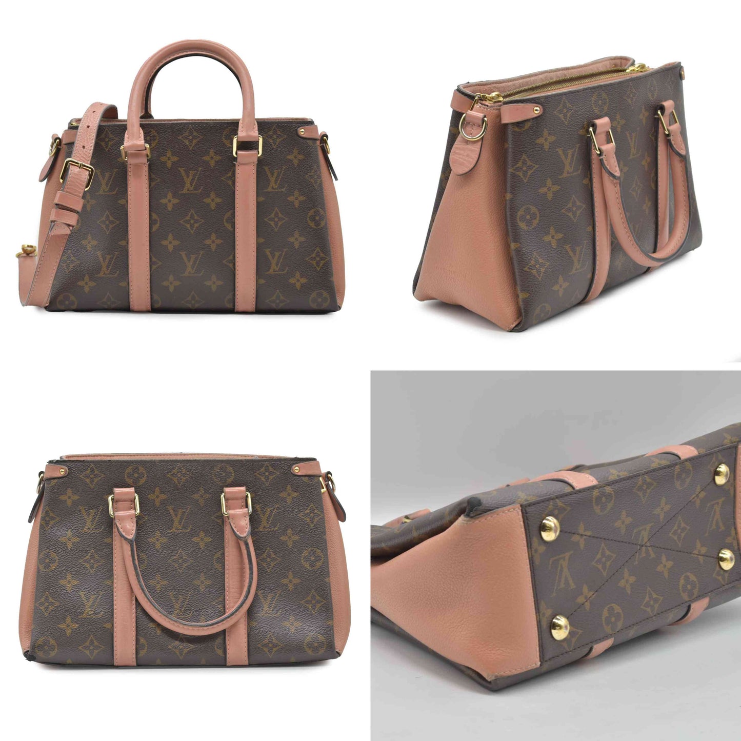 $2560 2019 Louis Vuitton Soufflot BB Monogram Peach Shoulder Bag Cloth CA4129
