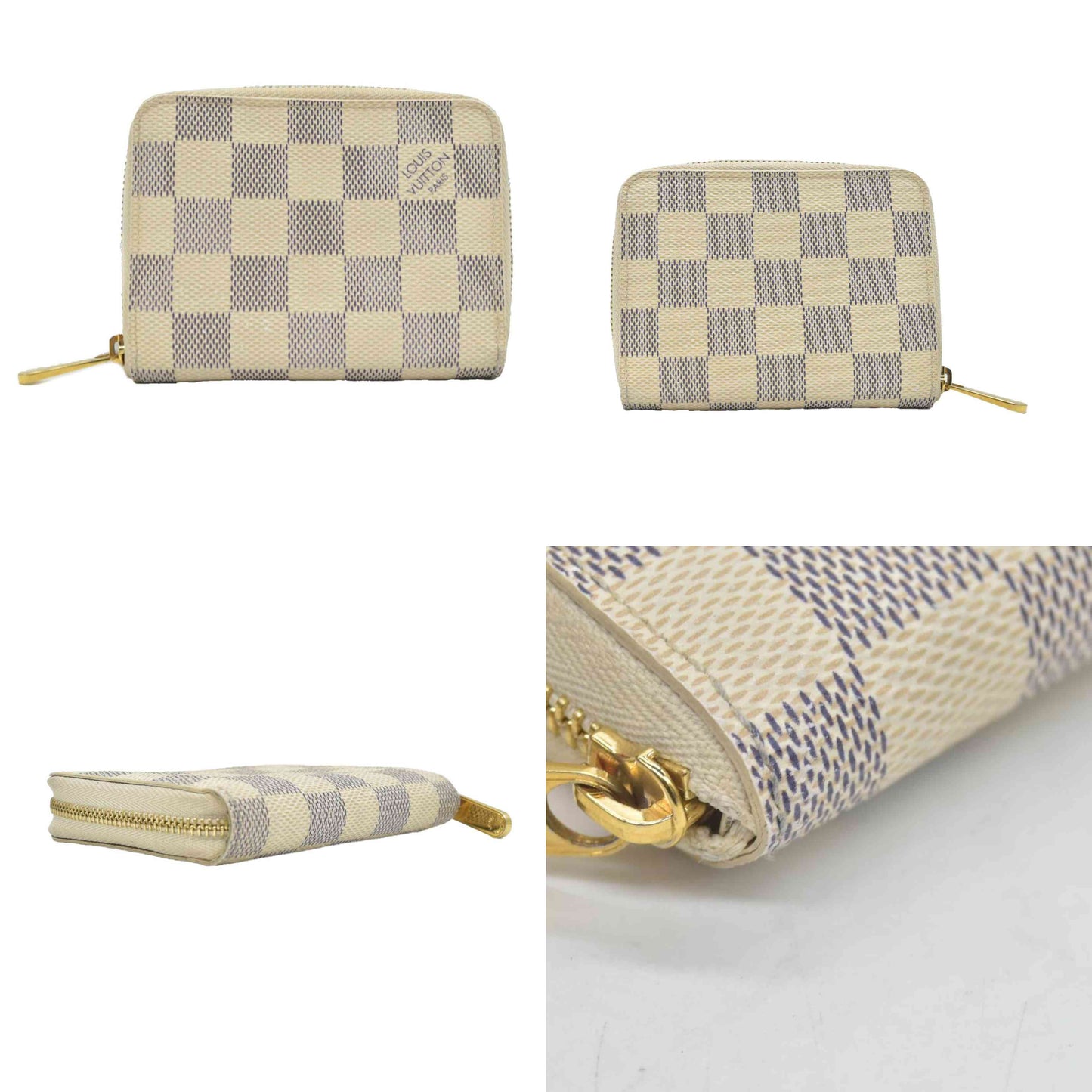 $560 2017 Louis Vuitton Damier Azur Zippy Zip Coin Purse Wallet White SN1117