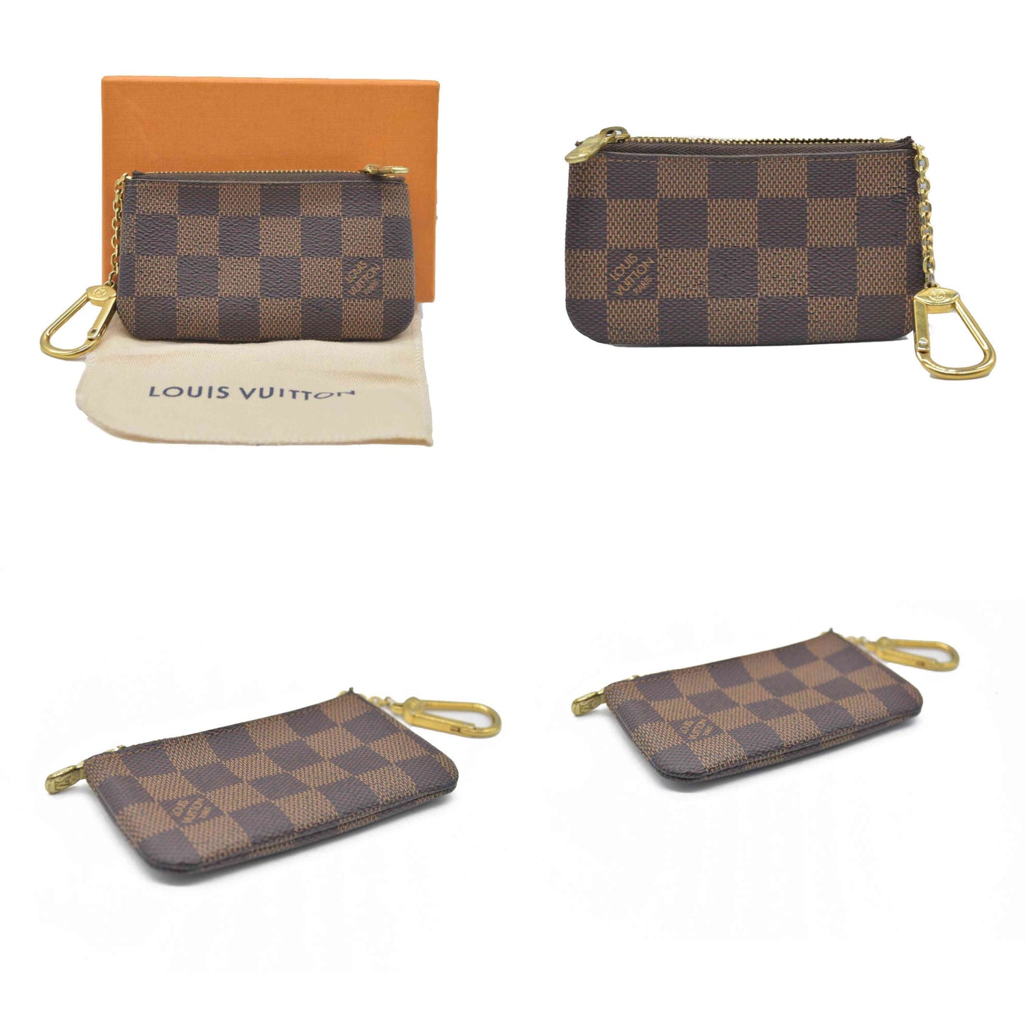 AUCTION Louis Vuitton Damier Pochette Cles Wallet Coin Purse Brown