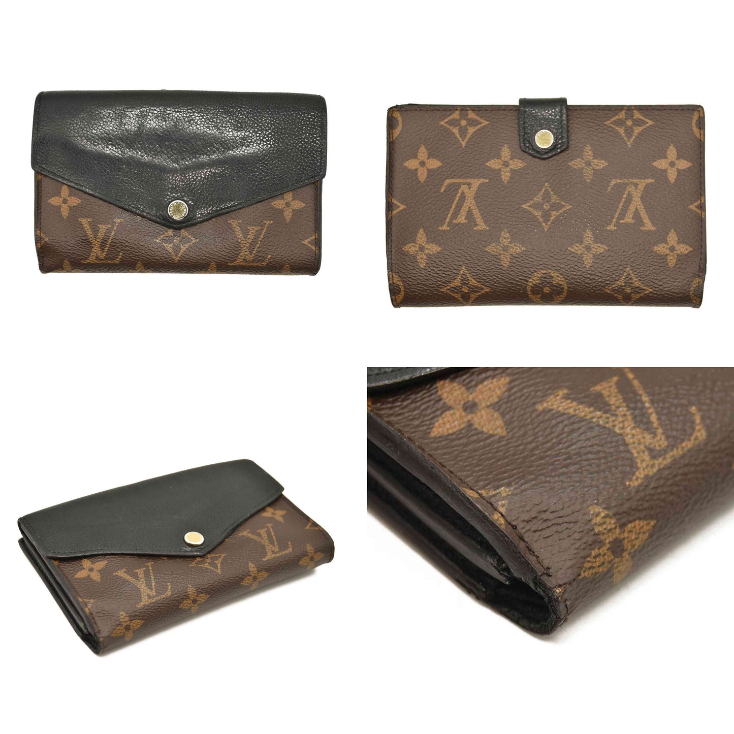 Louis Vuitton  Monogram Pallas Compact Wallet Black CA0166