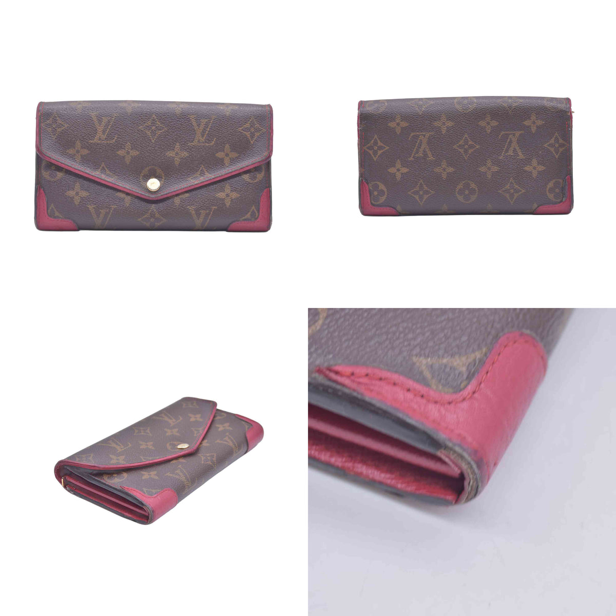 $825 2015 Louis Vuitton Monogram Sarah Retiro Wallet Cherry MI4185 CONSIGNMENT 10020905