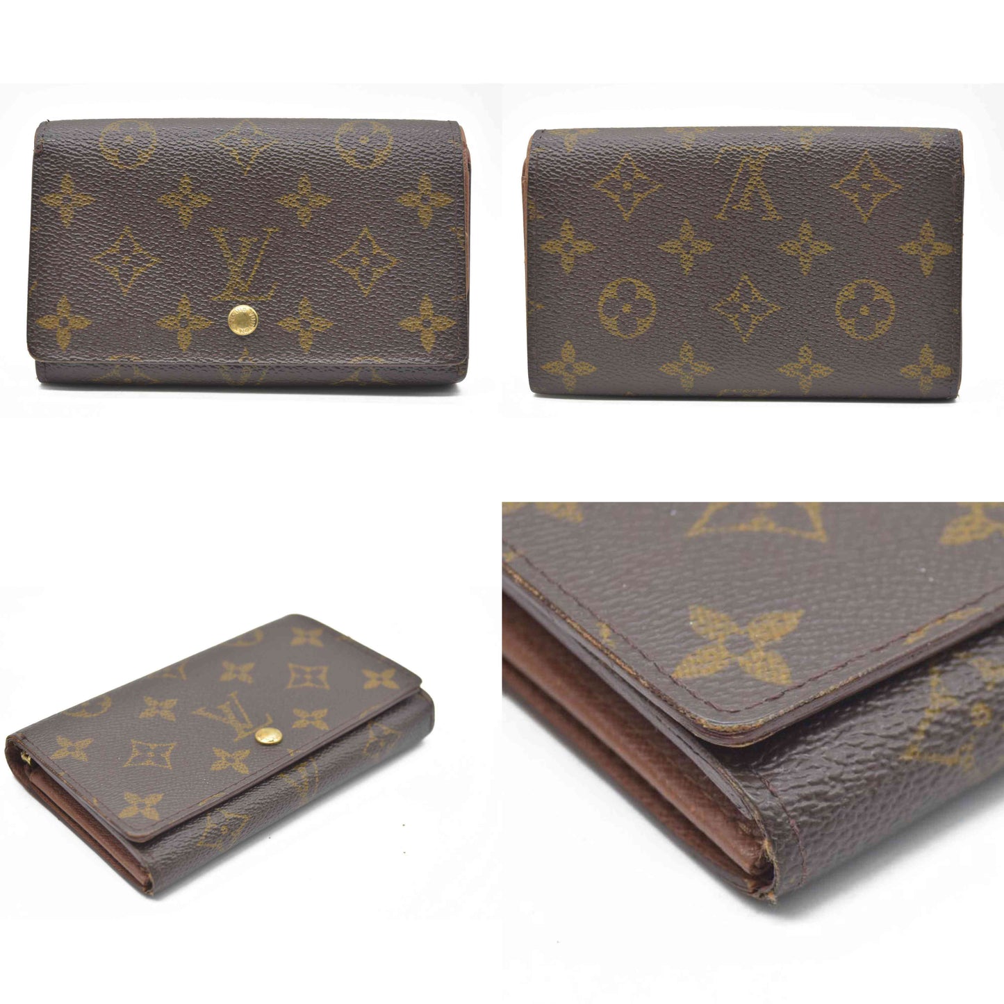 $560 Louis Vuitton Monogram Porte Monnaie Billets Tresor Bifold Wallet CA0959