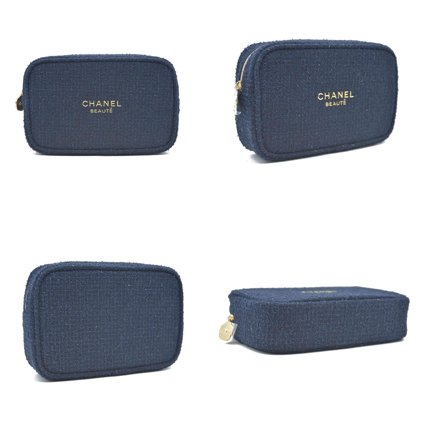 CHANEL EYES TO IMPRESS Cosmetic Pouch Navy Blue Shimmer CONSIGNMENT