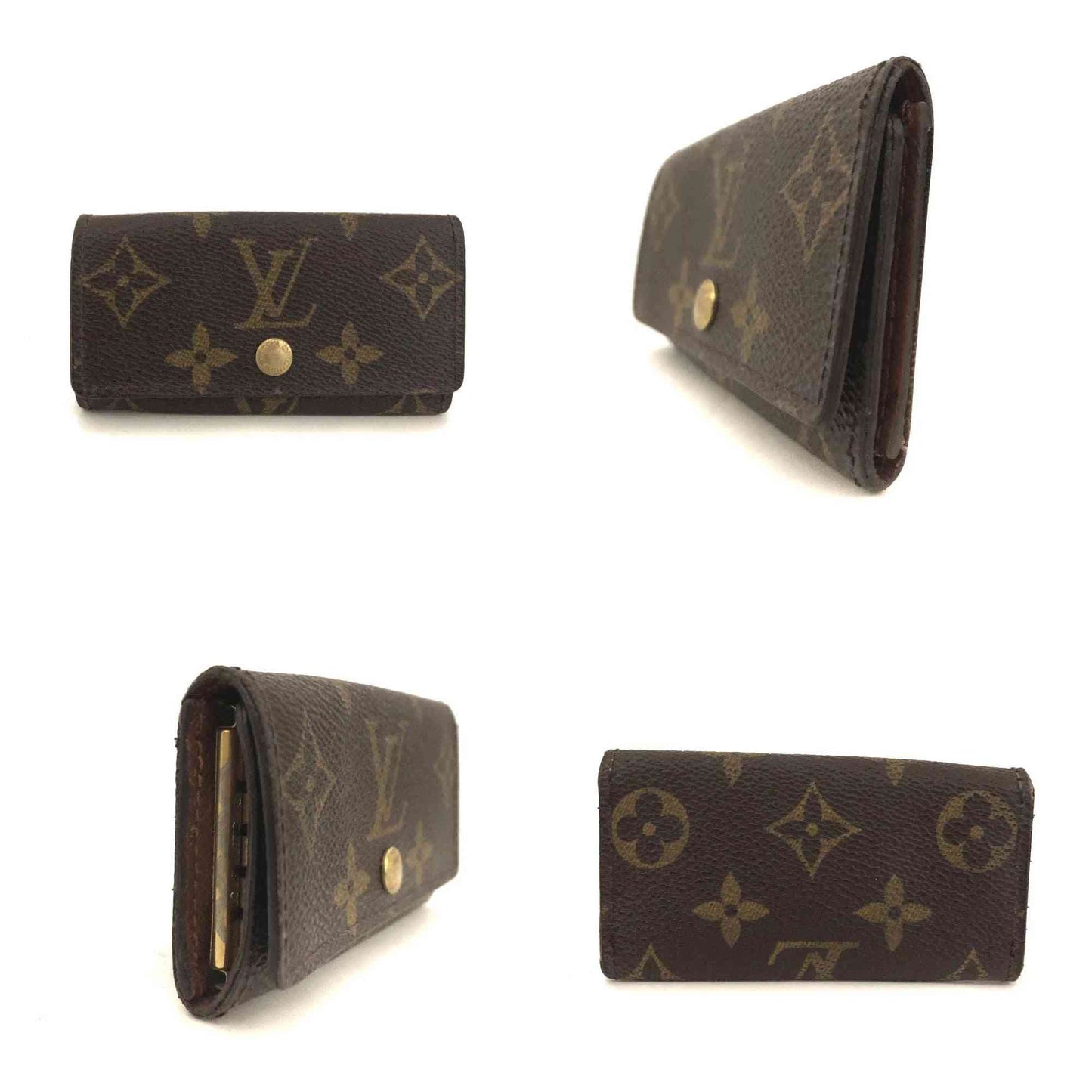 $345 2000 Louis Vuitton Monogram Multicles 4 Ring Key Case Brown TH0060