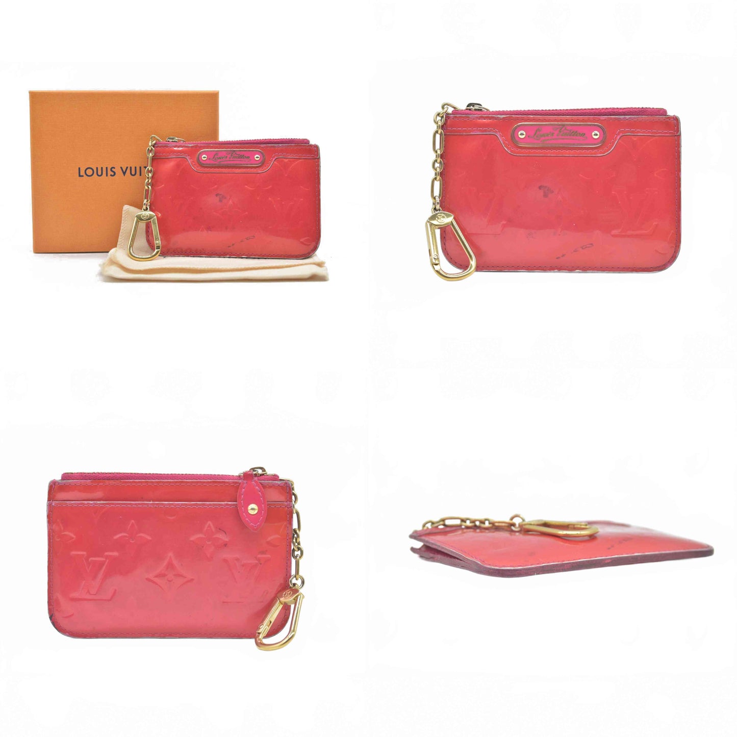 $540 2008 Louis Vuitton Monogram Vernis Pochette Cles NM Wallet Coin Purse CA5008