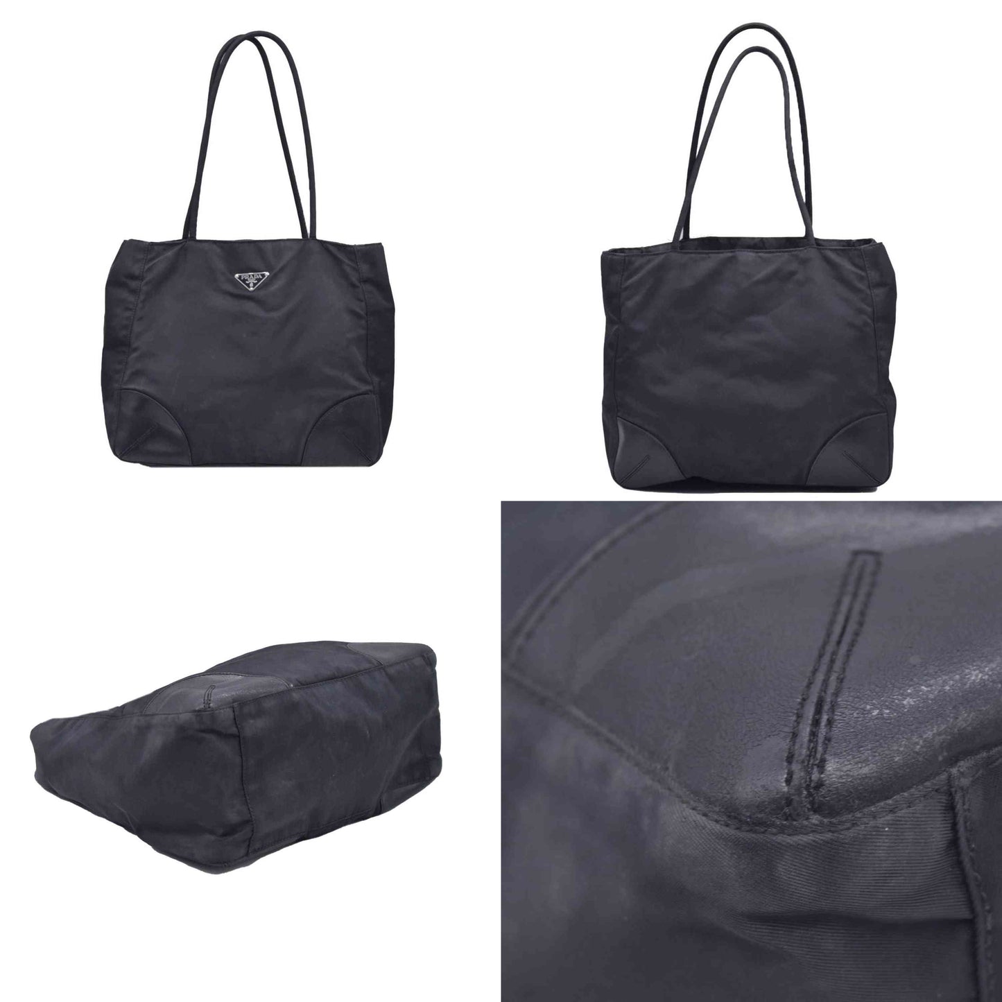 $750 Vintage Prada Black Nylon Tessuto Tote