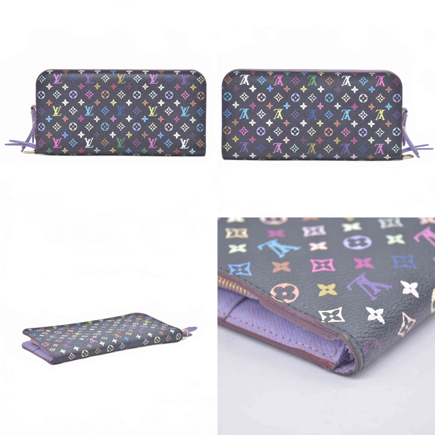 $890 2011 Louis Vuitton Monogram Multicolor Insolite Wallet Black Purple CA2191 CONSIGNMENT