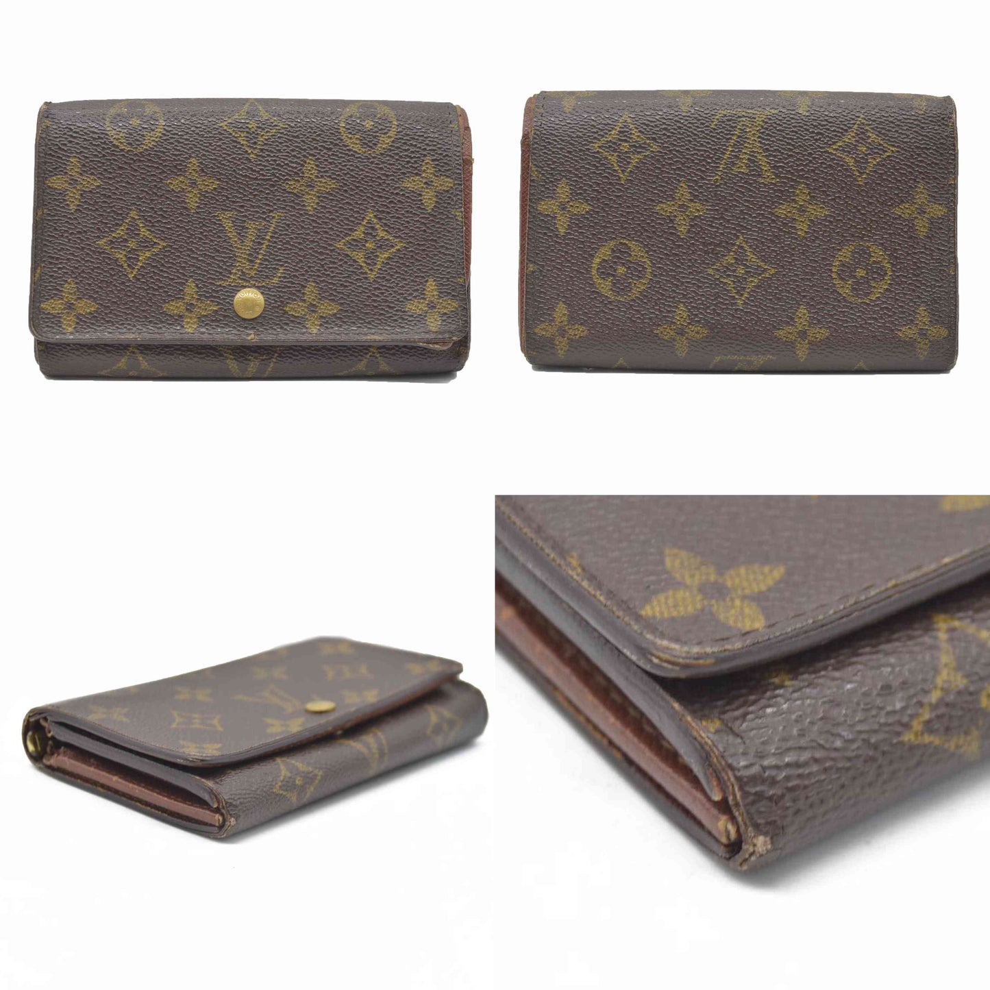$725 Louis Vuitton Monogram Porte Monnaie Billets Tresor Bifold Wallet CA1021