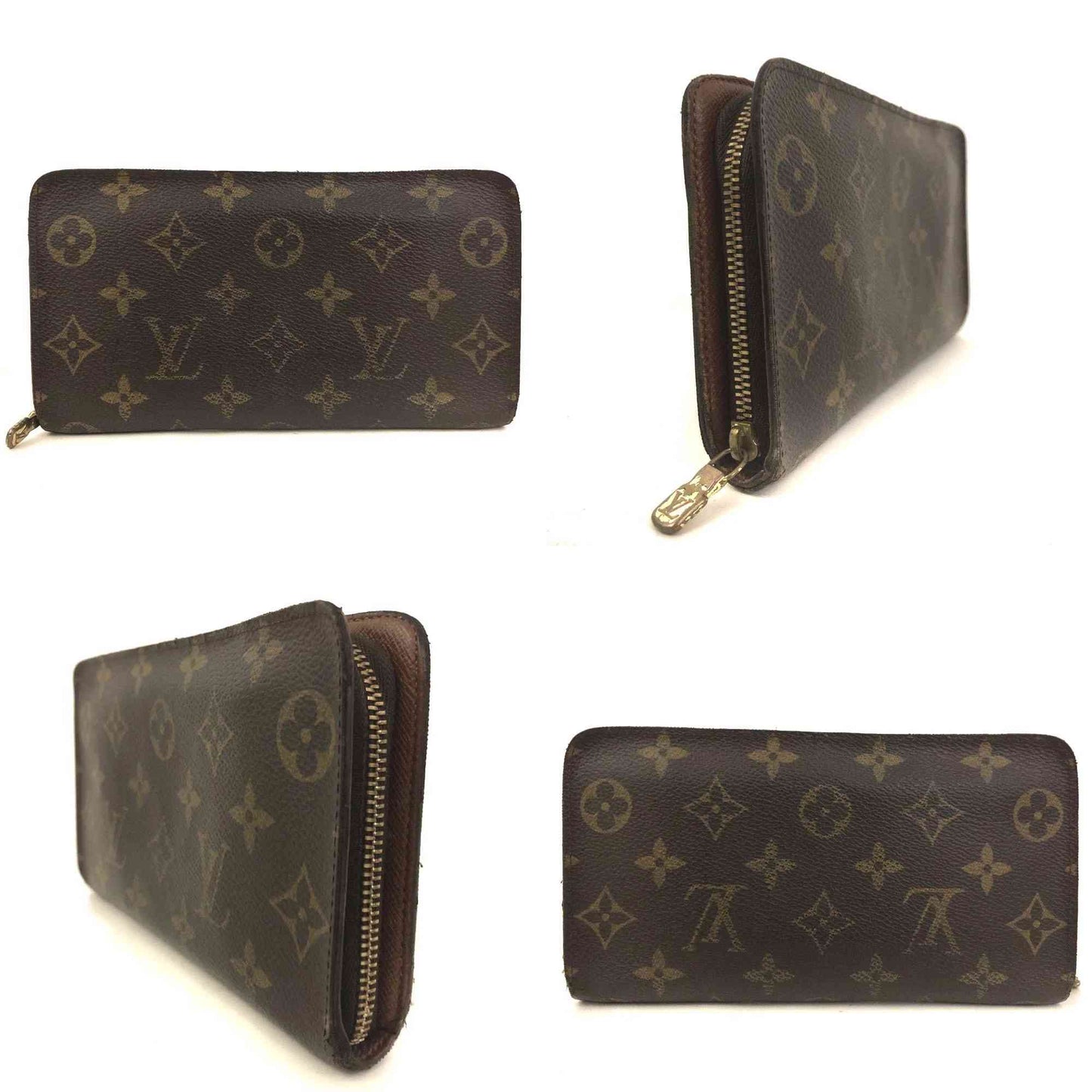 $915 2002 Louis Vuitton Monogram Porte Monnaie Zippy Long Wallet Brown TH1022