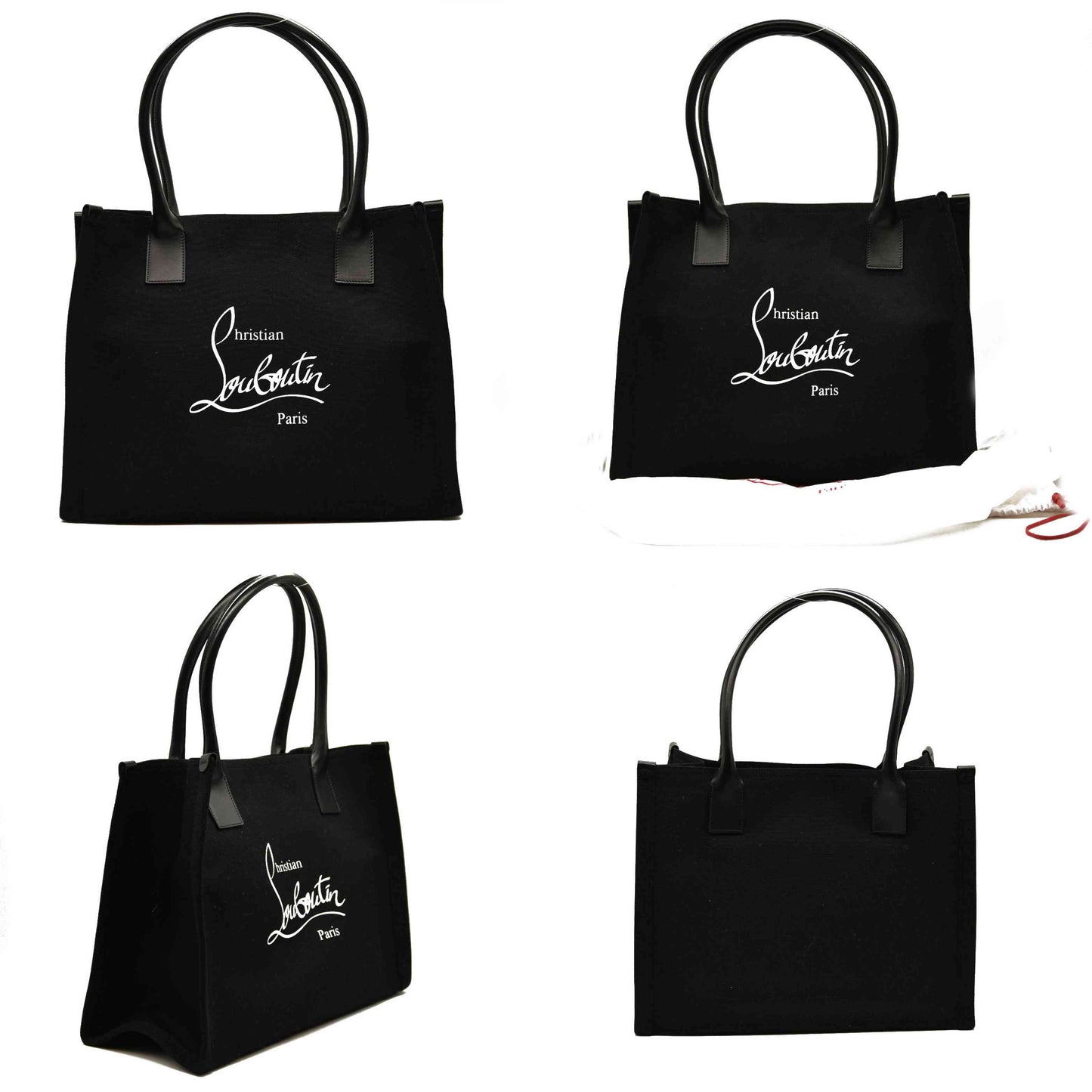 NEW CHRISTIAN LOUBOUTIN Nastroloubi large leather-trimmed printed canvas tote