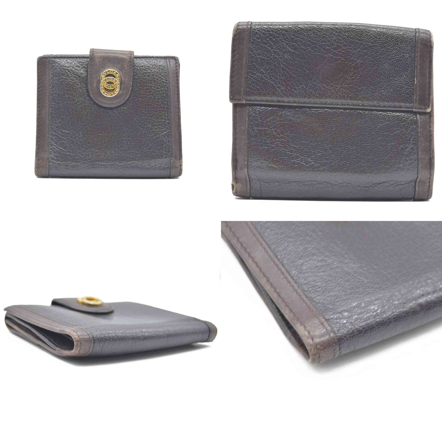 $690 BVLGARI Doppiotondo Leather Bifold Wallet
