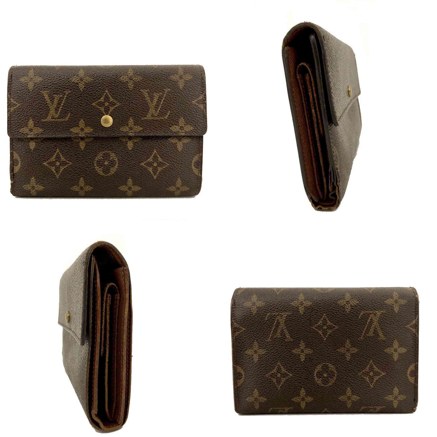 AUCTION $550 Louis Vuitton Monogram Porte Tresor  Etui Papiers Trifold Wallet Brown  AP0062