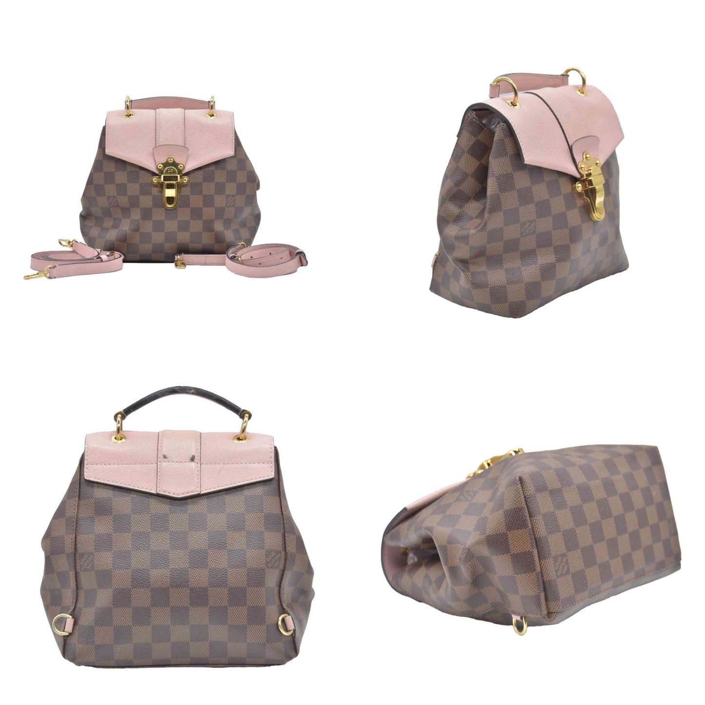 $2040 2018 Louis Vuitton Damier Ebene Clapton Backpack Magnolia Pink SR3188