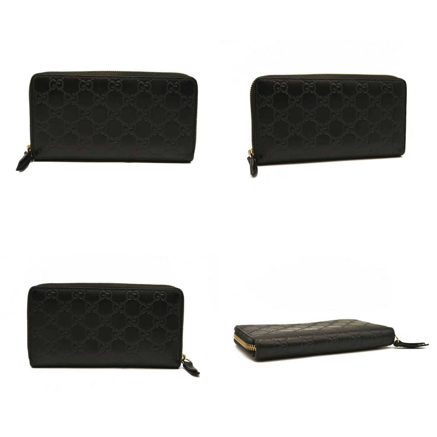 Gucci  Guccissima Signature Zip Around Wallet Black