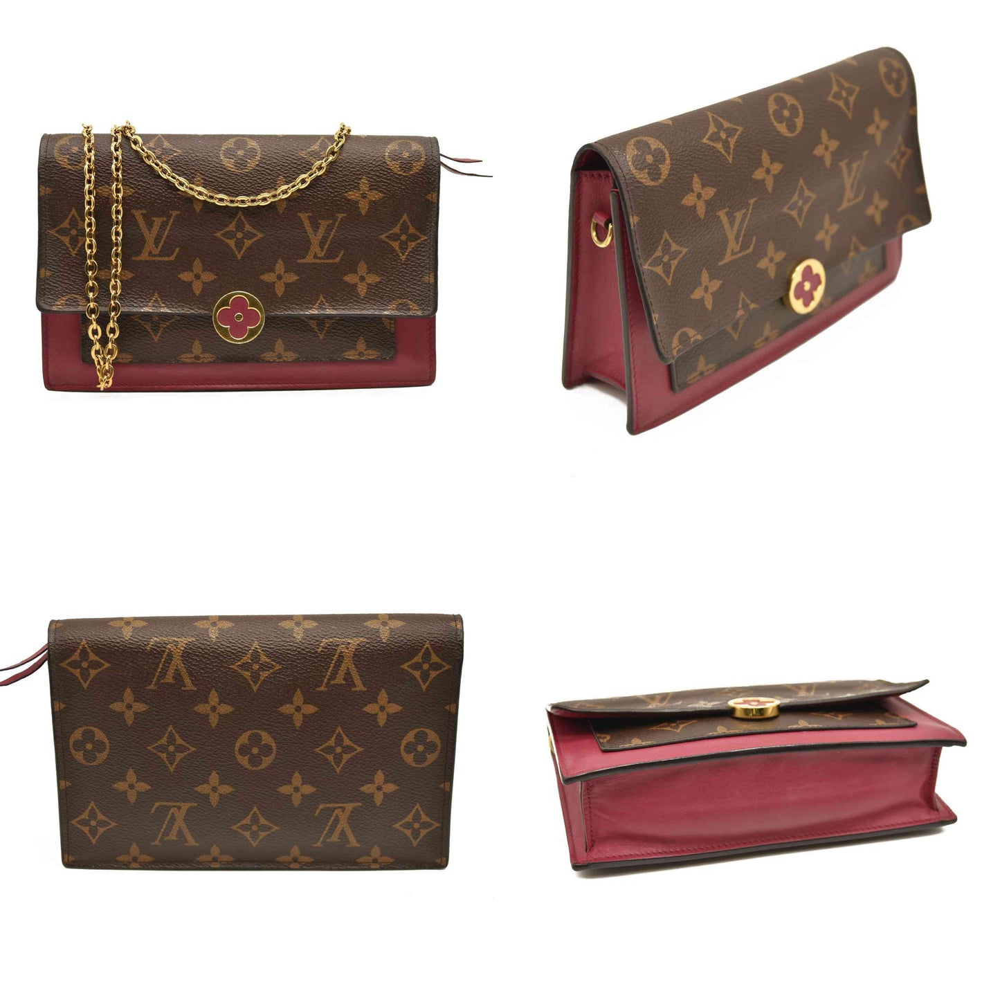 Louis Vuitton  Monogram Flore Chain Wallet Fuchsia