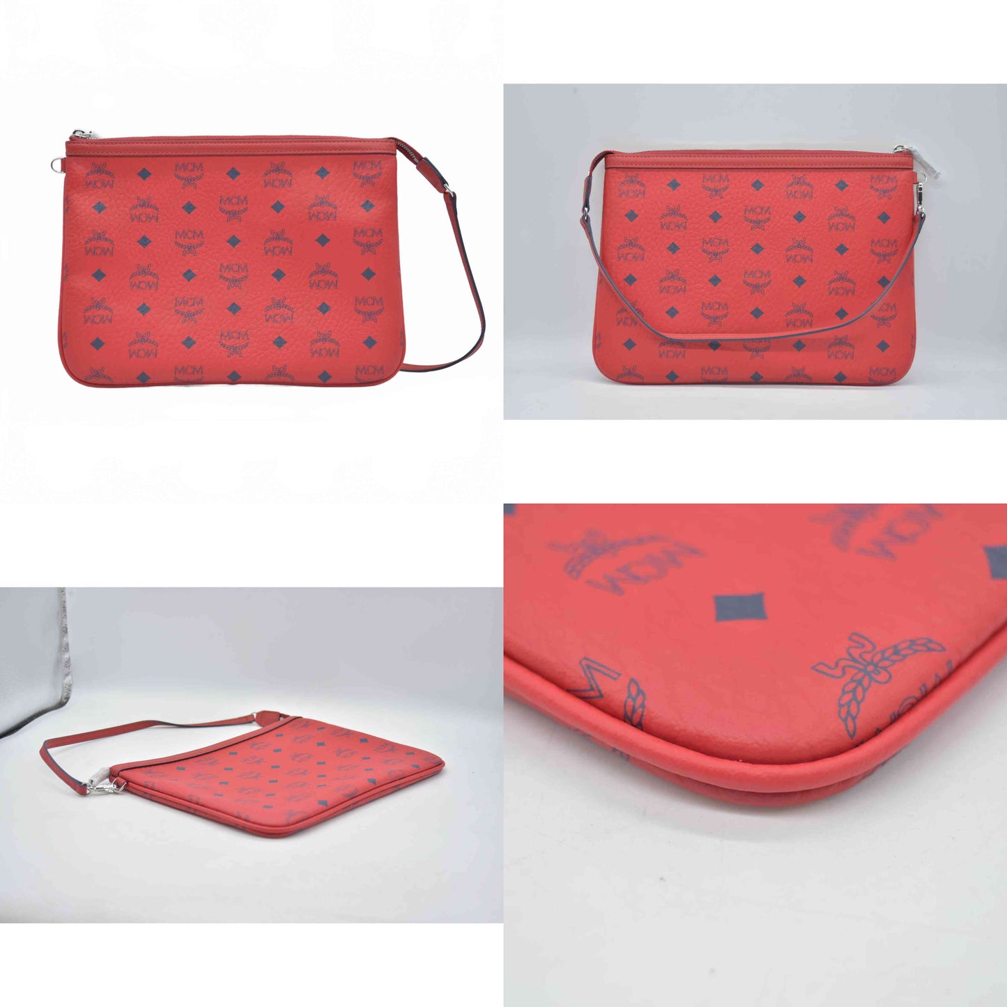 NEW $550 MCM Visetos Shoulder Pouch Red