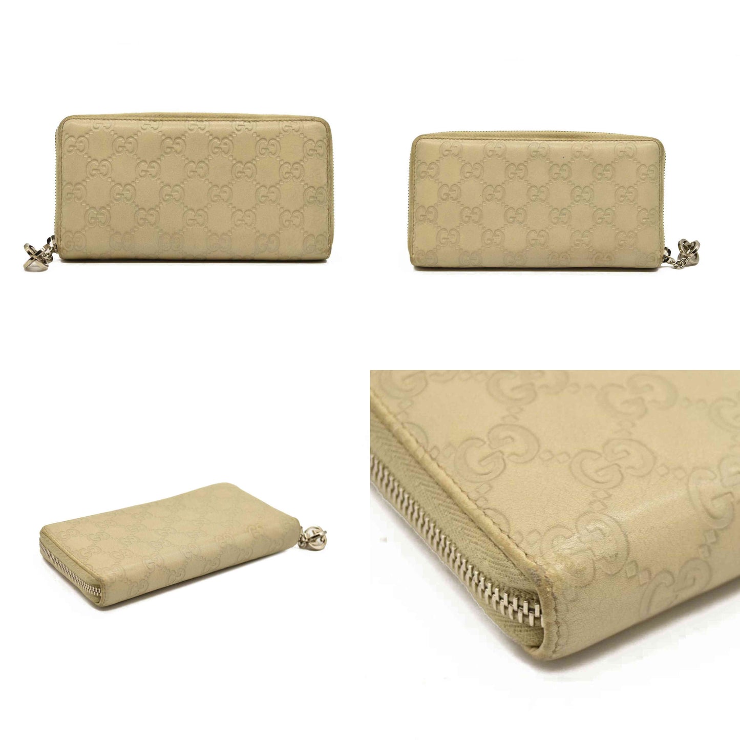 Gucci  Guccissima Large Twins Zip Around Off White