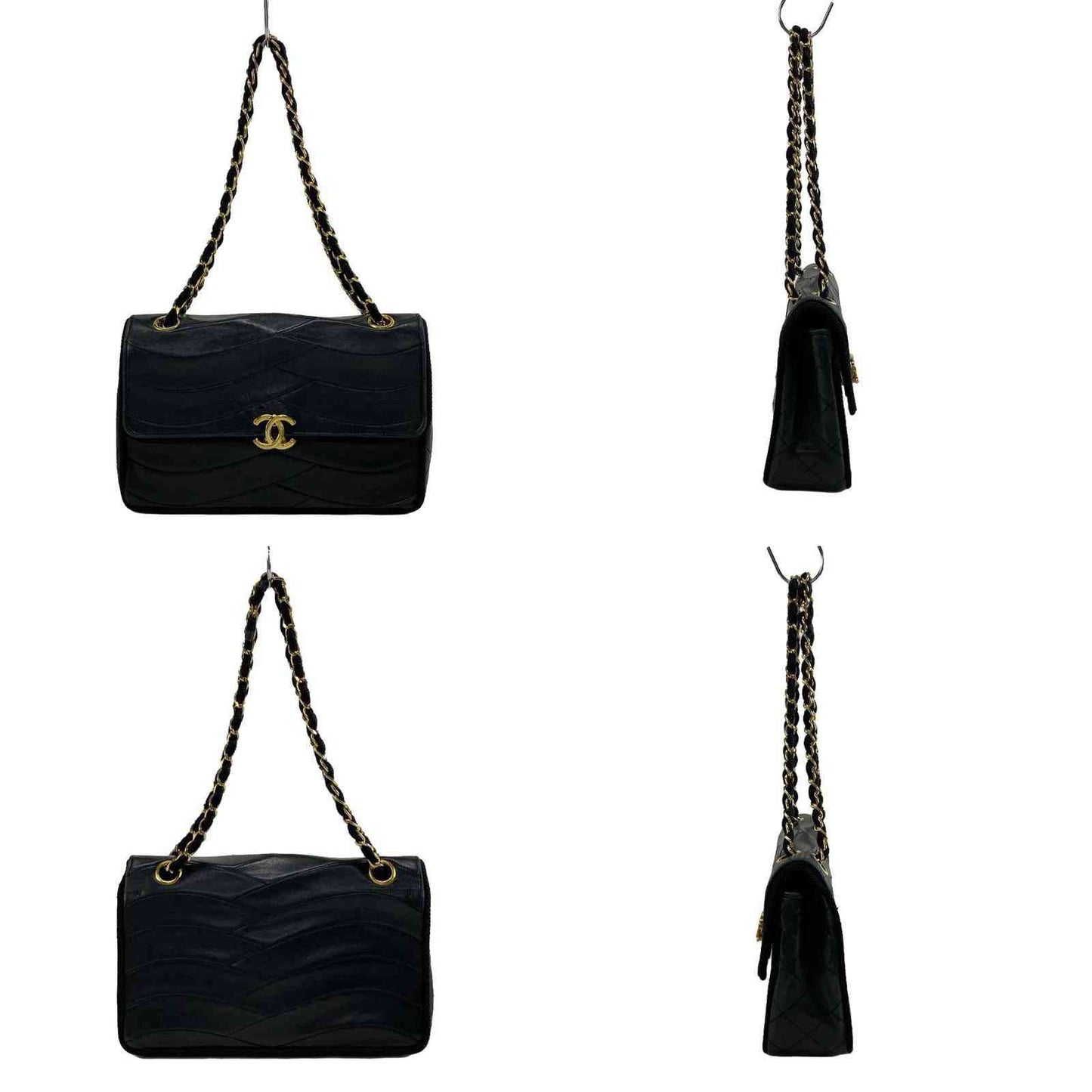 Chanel  Lambskin Scallop Quilted Single Flap Black 01*