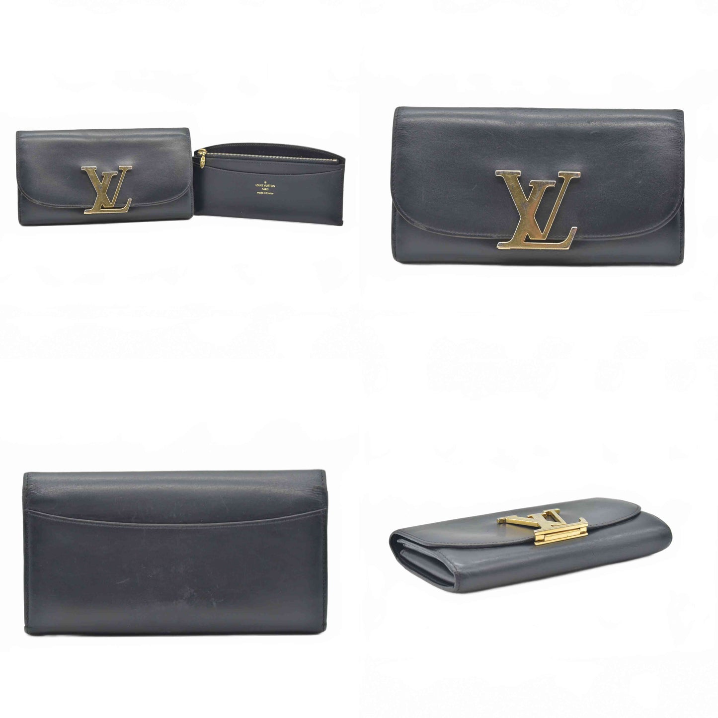 $2400 2013 Louis Vuitton Box Calfskin Vivienne LV Long Wallet Black TN2153