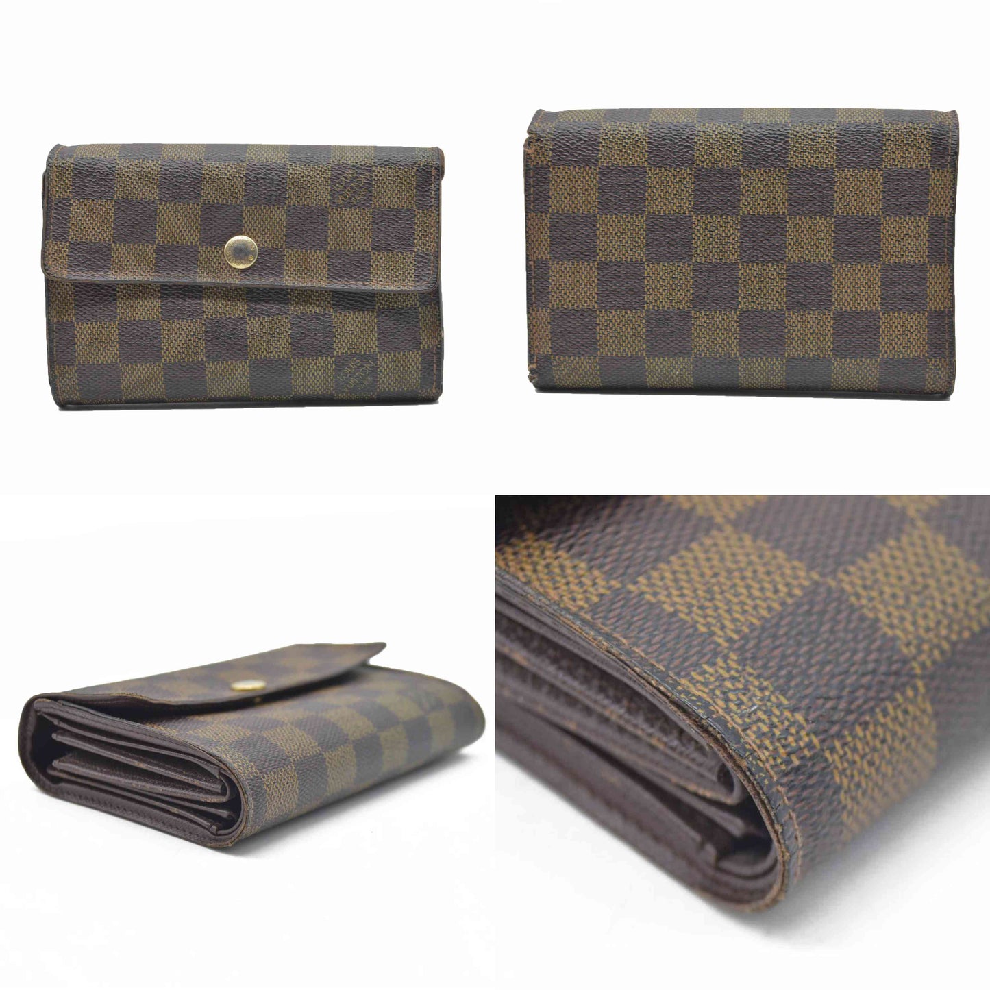 $610 LOUIS VUITTON Damier Ebene Alexandra Trifold Wallet SP3007