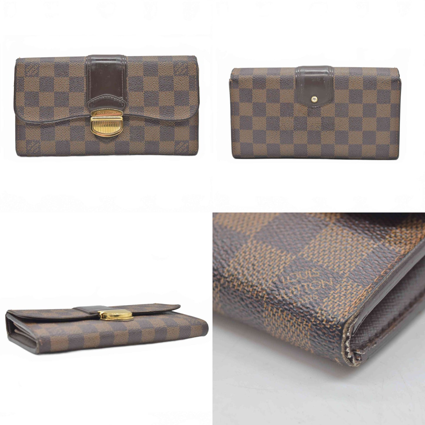 $940 2011 Louis Vuitton Damier Ebene Sistina Wallet CA3191