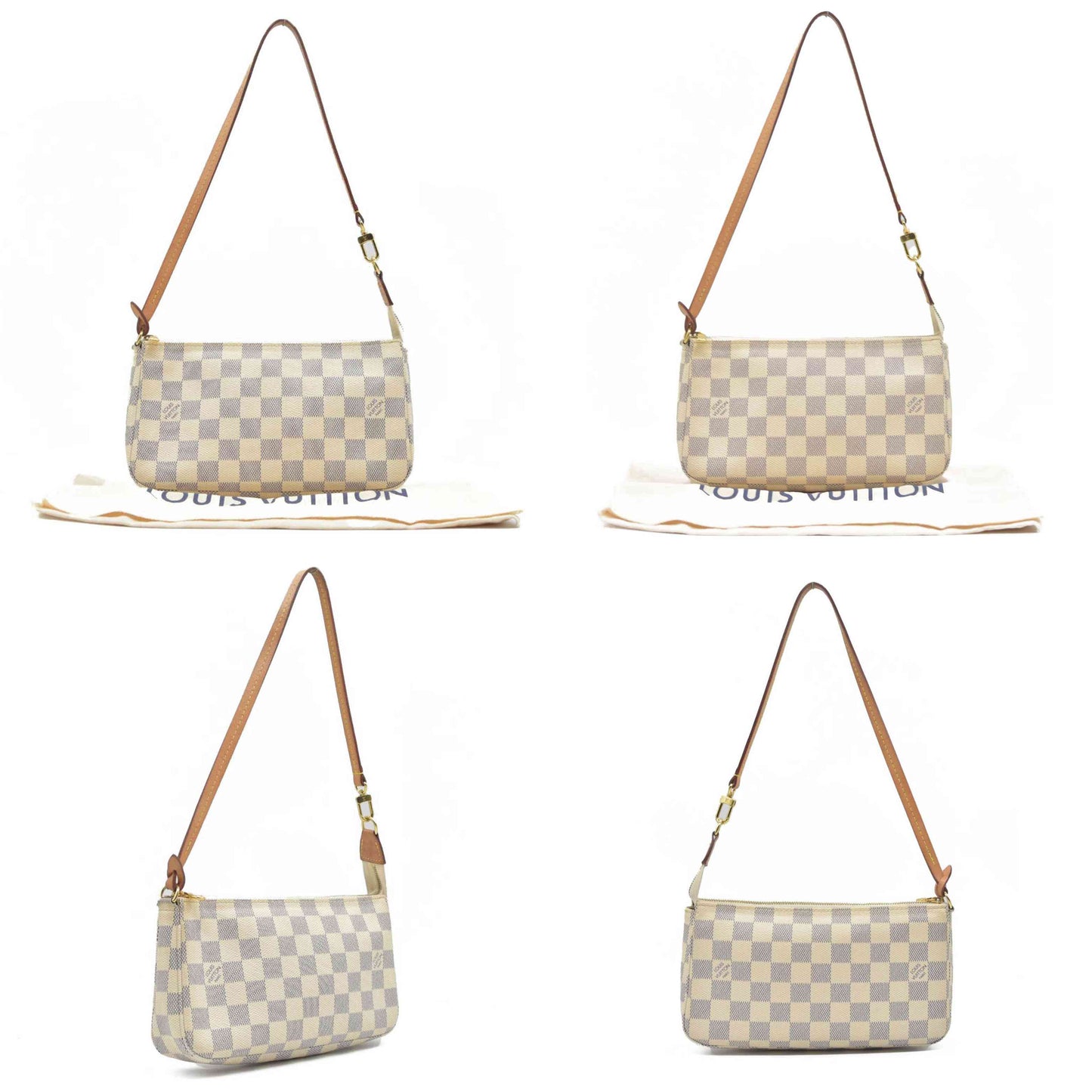 $1580 Louis Vuitton Damier Azur Pochette Accessories RFID