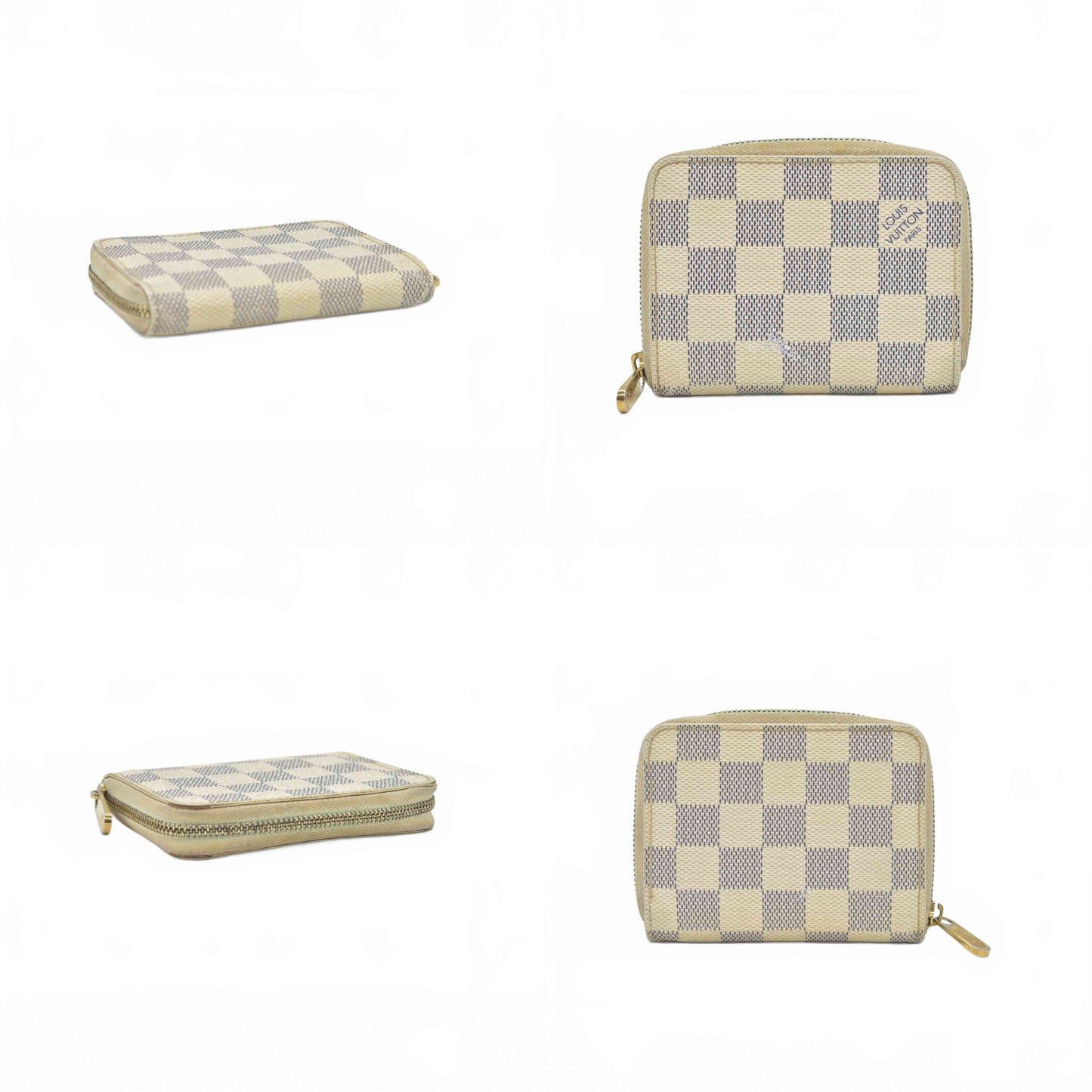 $560 2012 Louis Vuitton Damier Azur Zippy Zip Coin Purse Wallet White SN1192